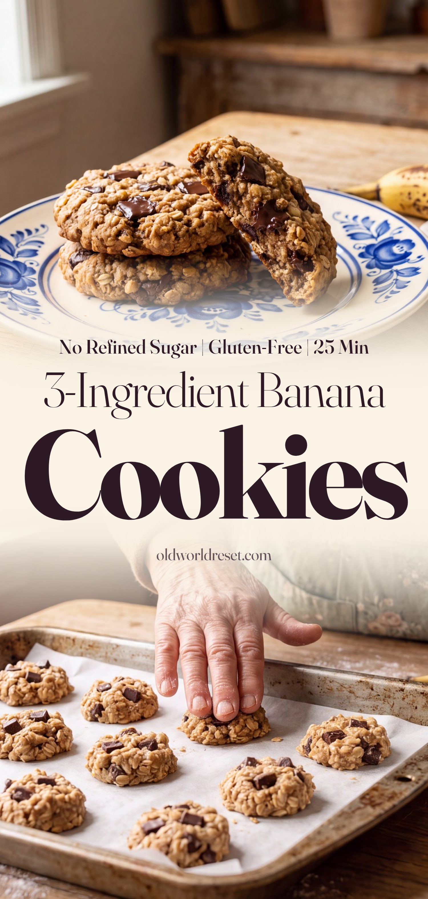 3-Ingredient Banana Oat Cookies - pin this recipe