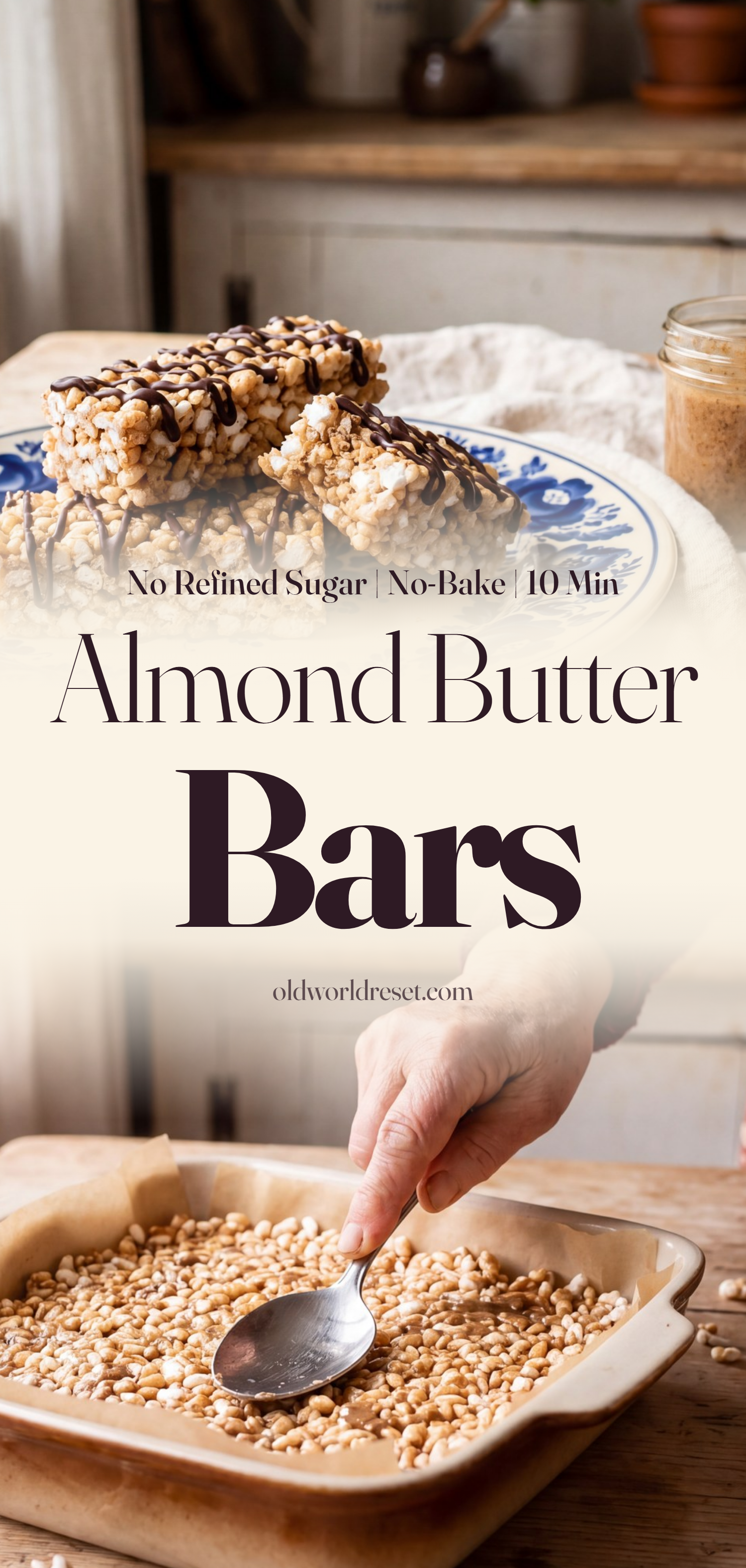 Almond Butter Rice Crispy Bars - pin this recipe