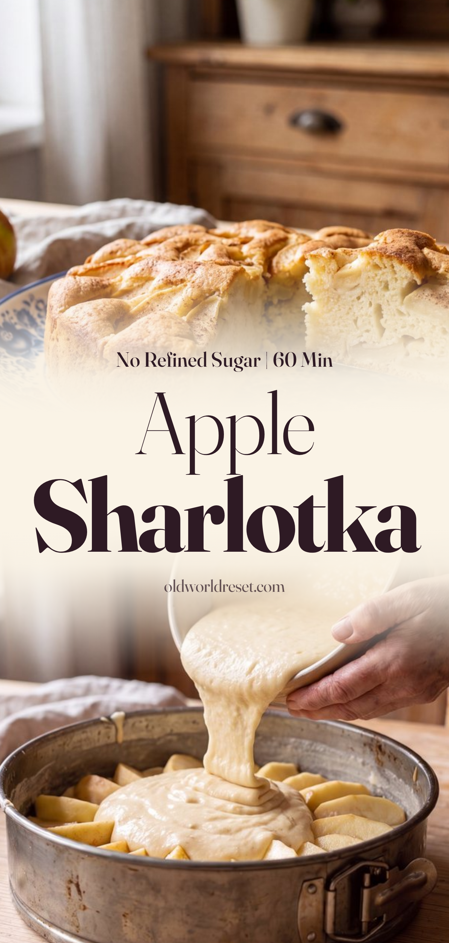 Apple Sharlotka (Russian Apple Sponge) - pin this recipe