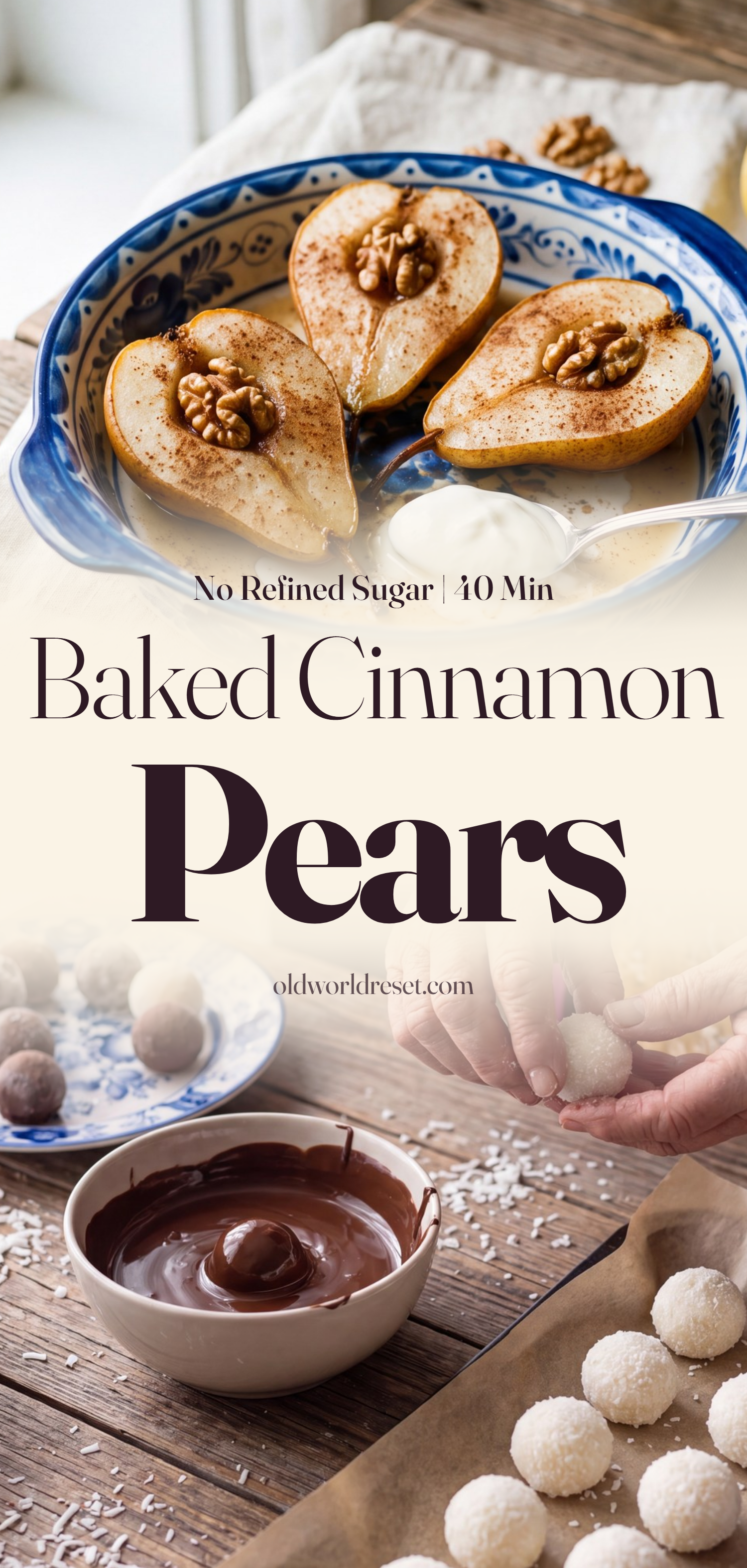 Baked Cinnamon Pears (No Honey, Spice-Sweet) - pin this recipe