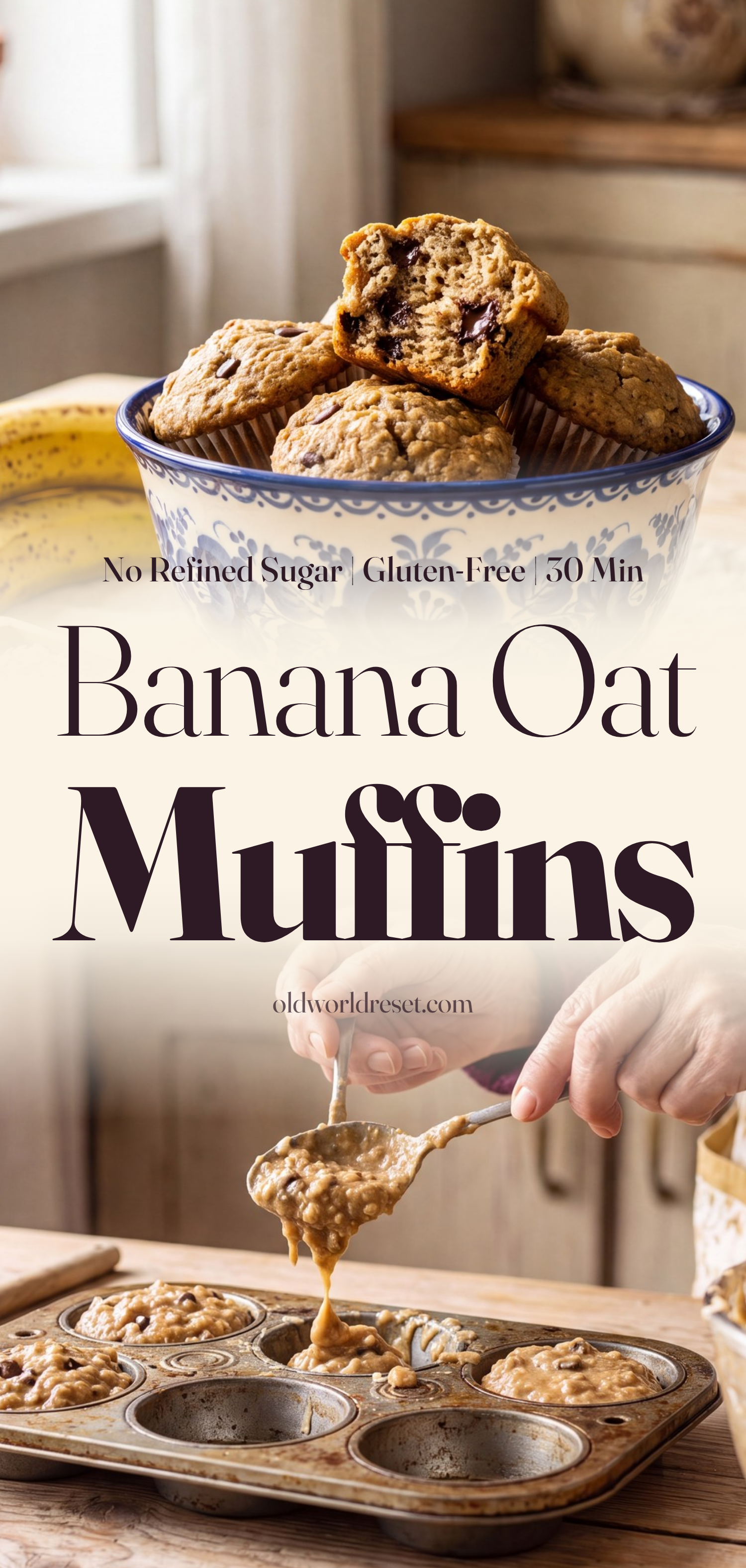 Banana Oat Blender Muffins (Flourless) - pin this recipe
