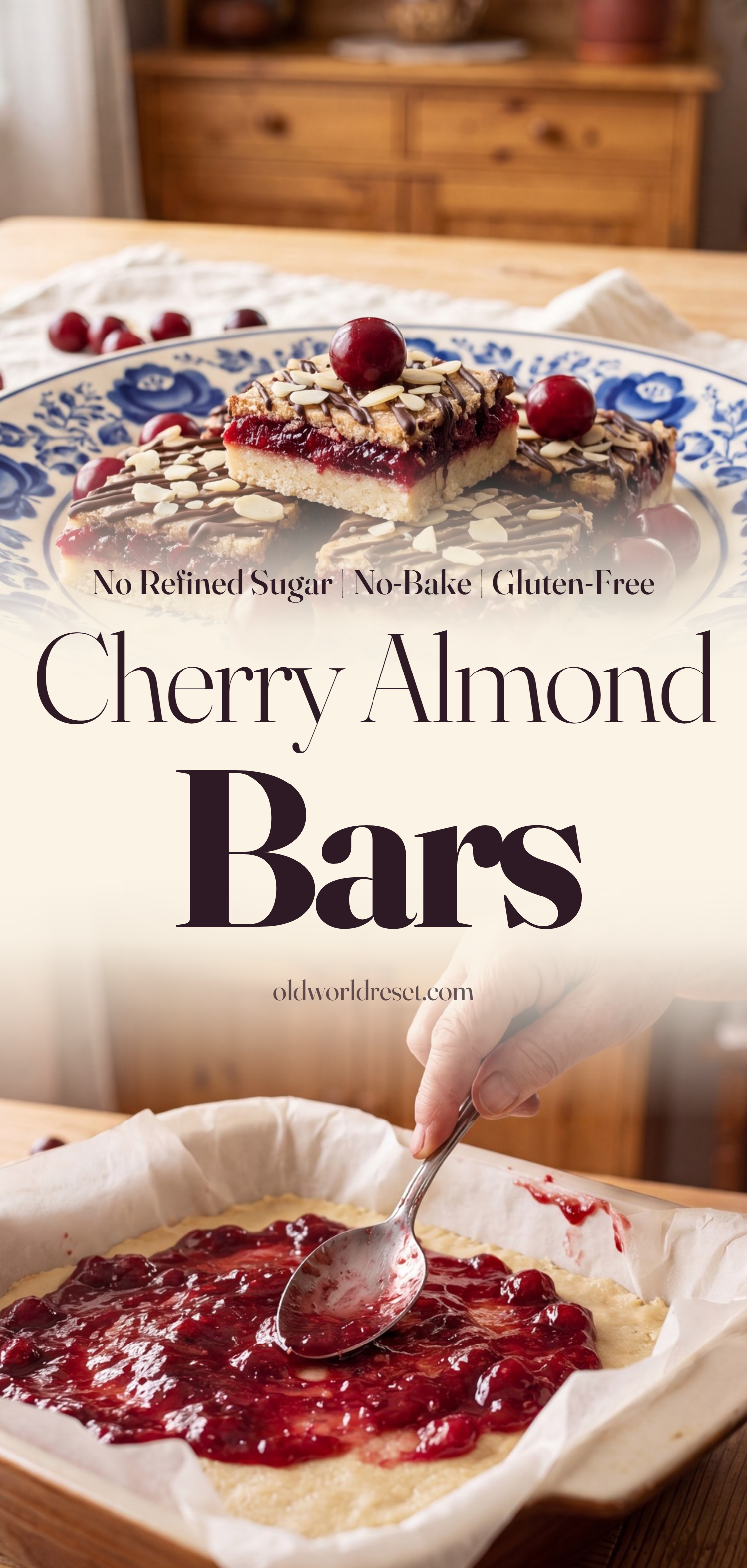 Cherry Almond No-Bake Bars - pin this recipe