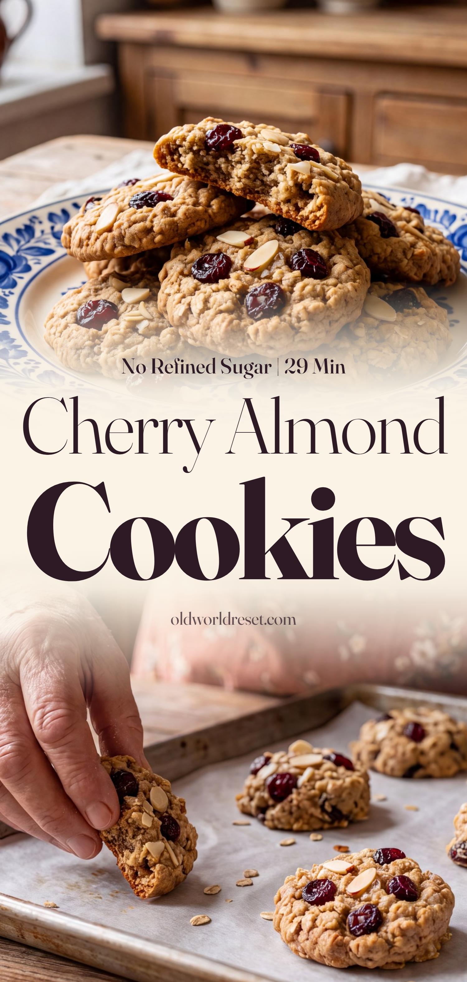 Cherry Almond Oatmeal Cookies - pin this recipe