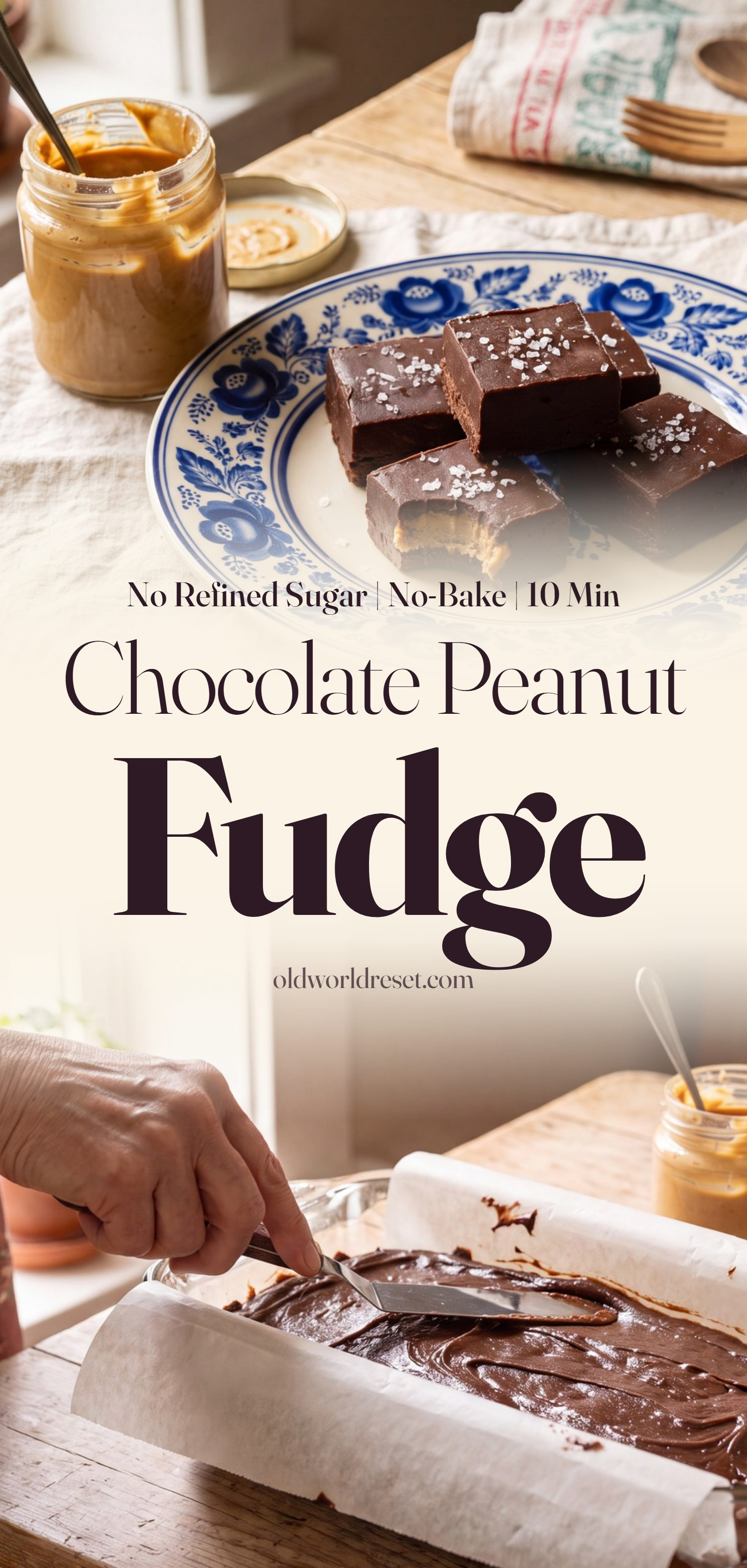 Chocolate Peanut Butter Freezer Fudge - pin this recipe
