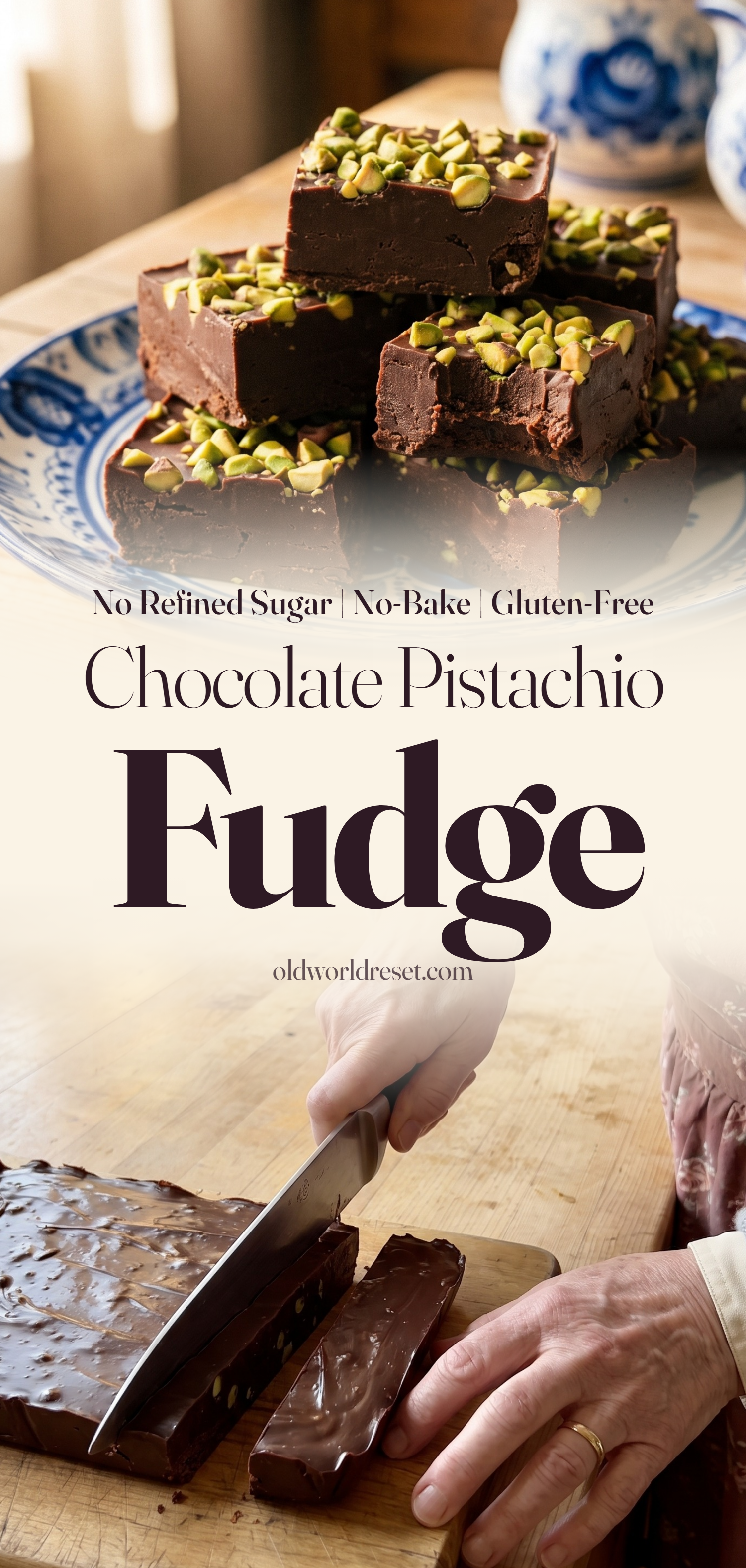 Chocolate Pistachio Fudge - pin this recipe