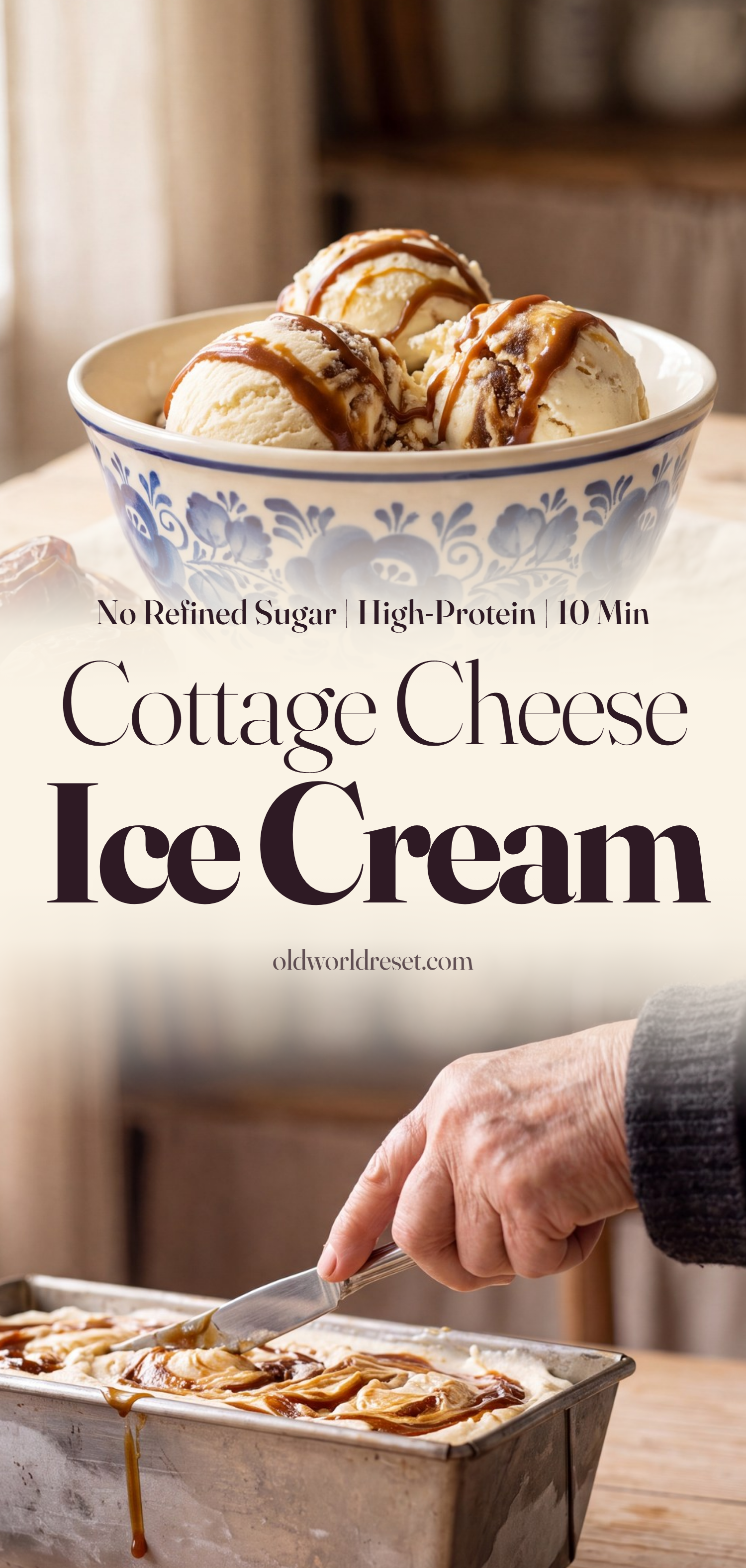 Cottage Cheese "Tvorog" Ice Cream with Date Caramel - pin this recipe