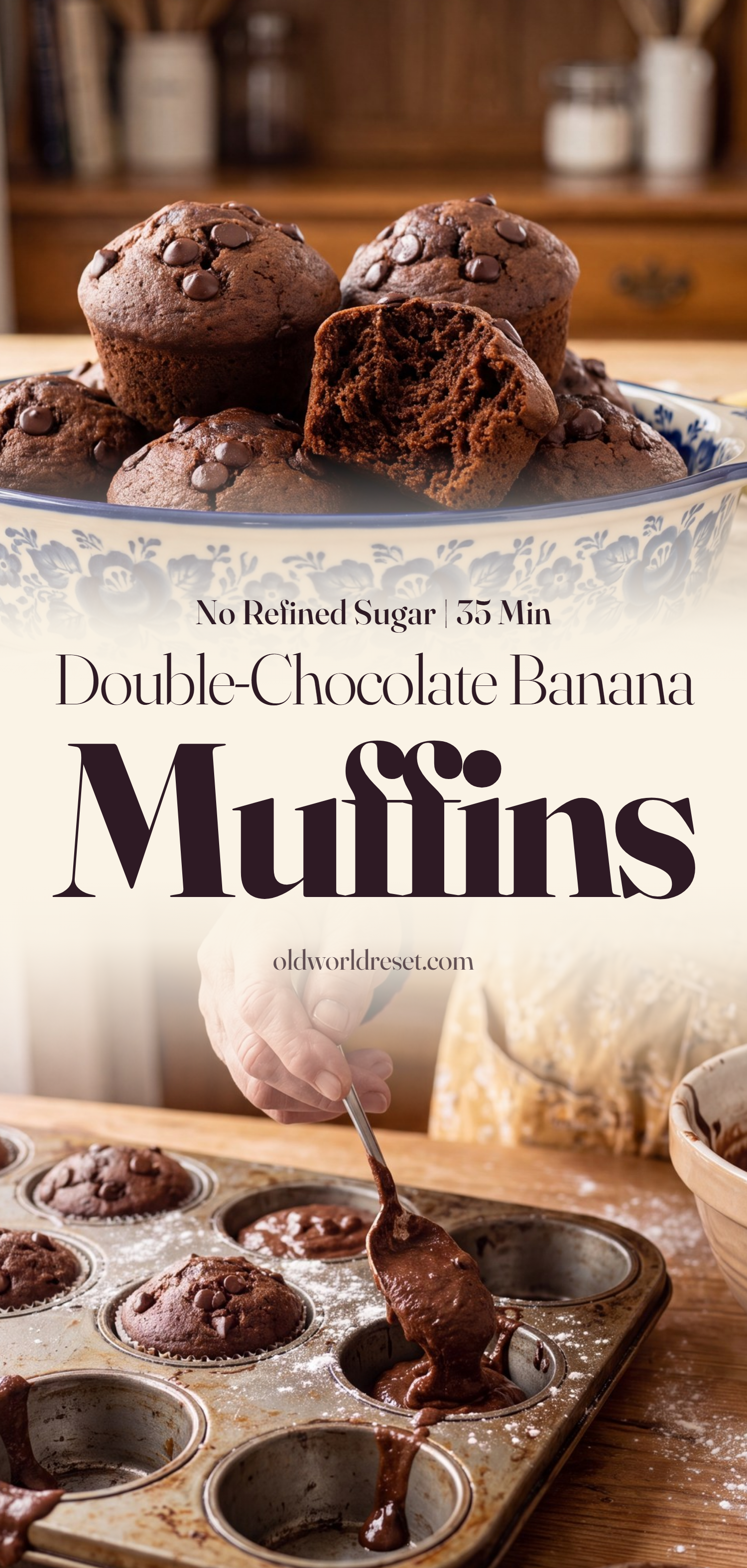 Double-Chocolate Banana Muffins - pin this recipe