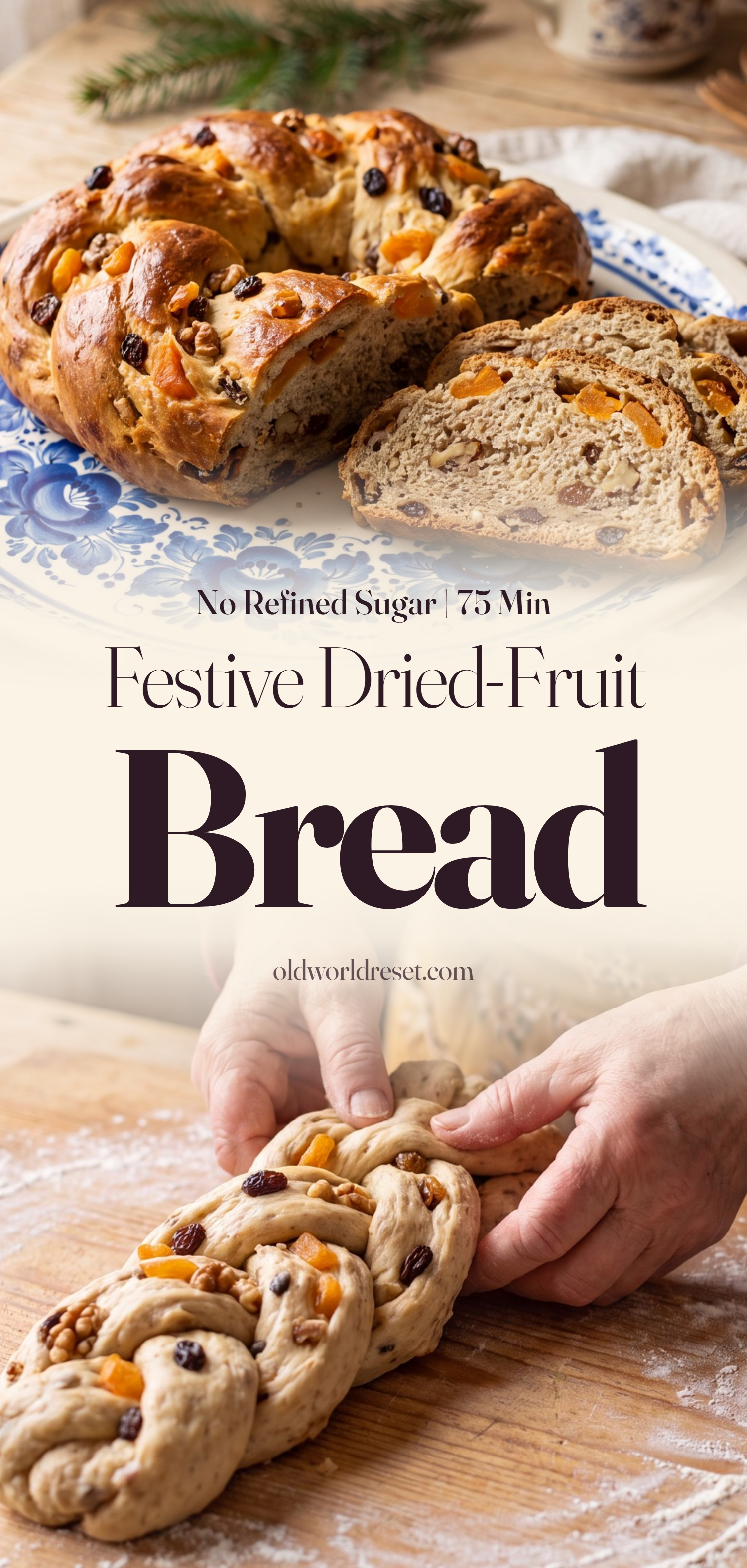 Festive Dried-Fruit & Nut Bread (Kolach-Style) - pin this recipe