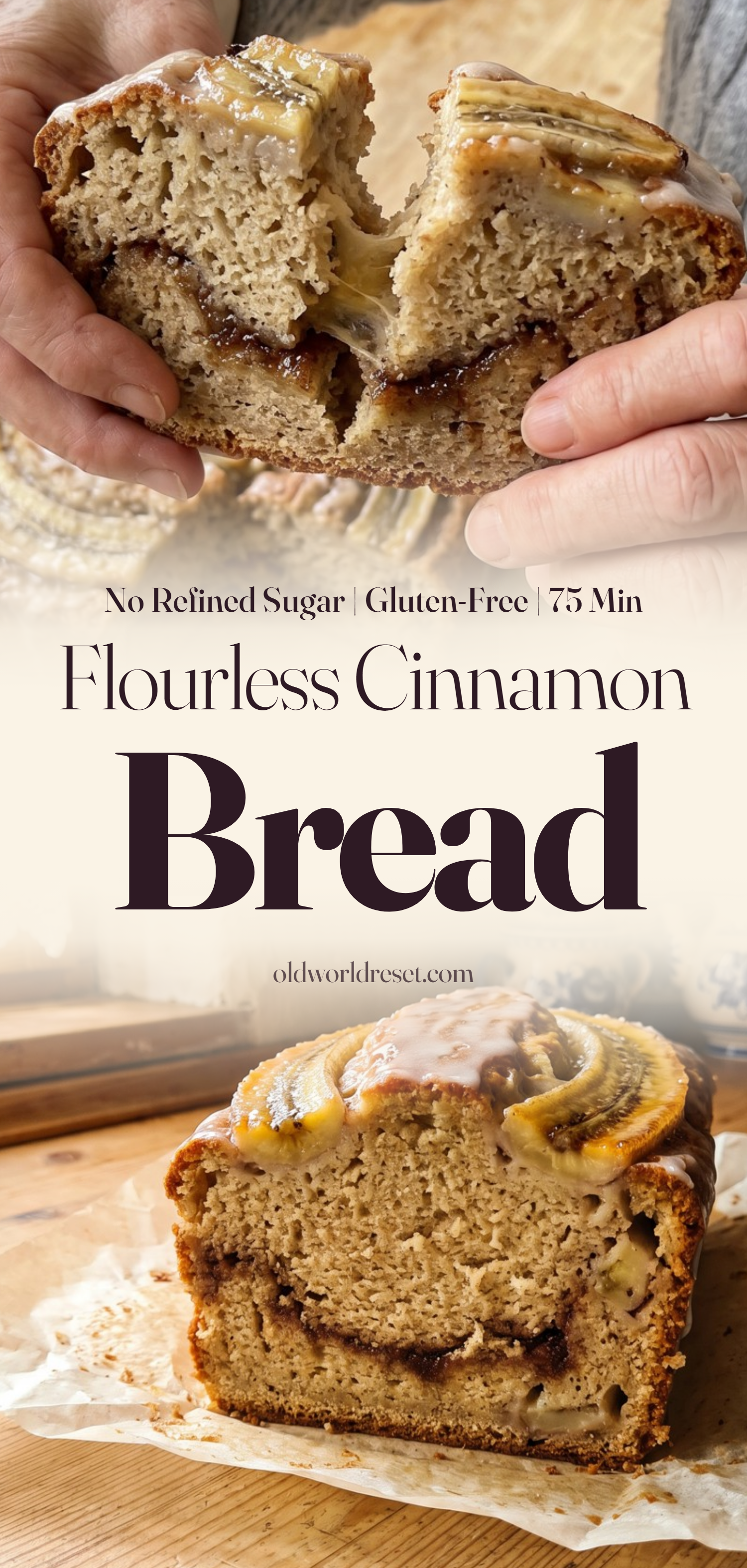 Flourless Cinnamon Swirl Banana Bread - pin this recipe