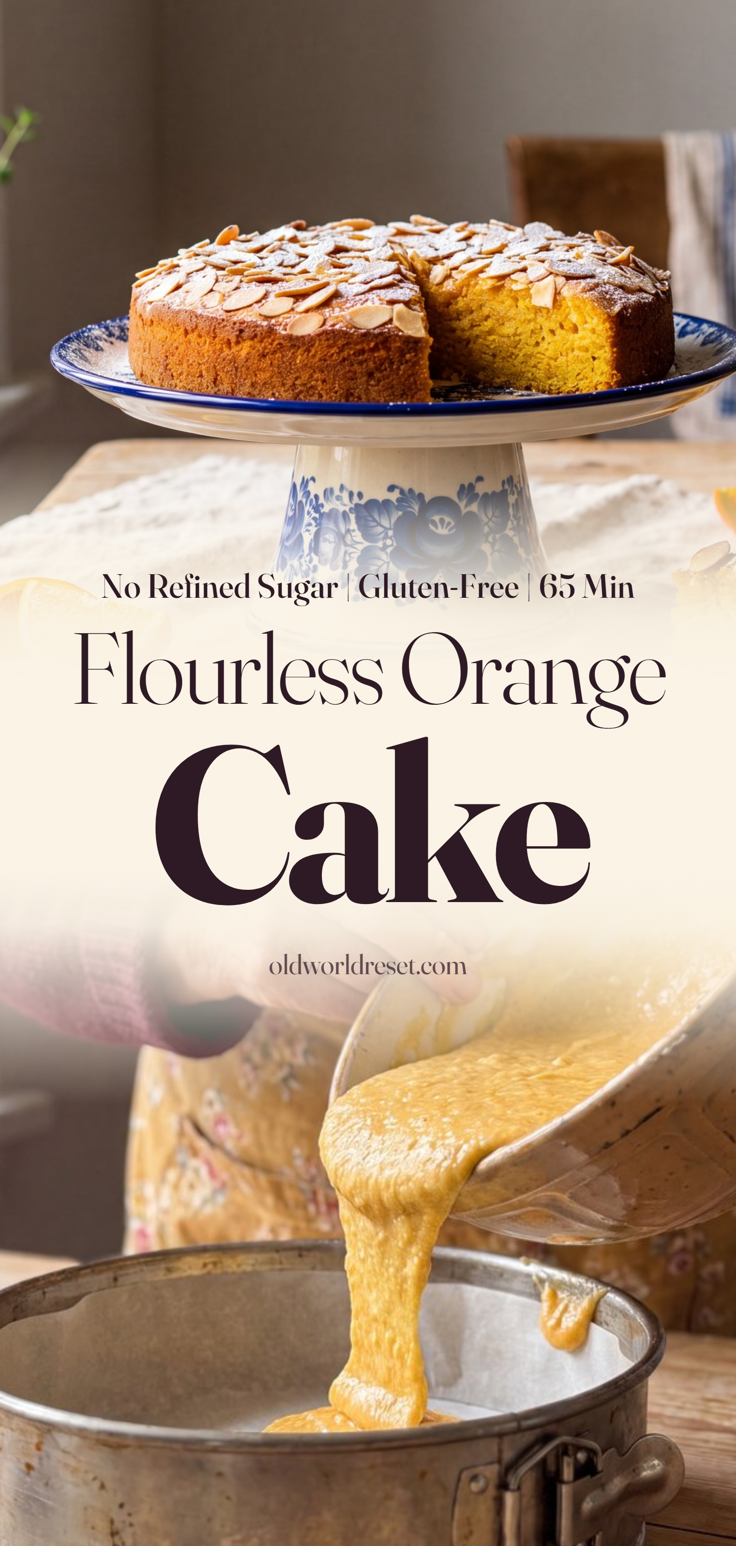Flourless Orange & Almond Cake (Whole-Orange) - pin this recipe