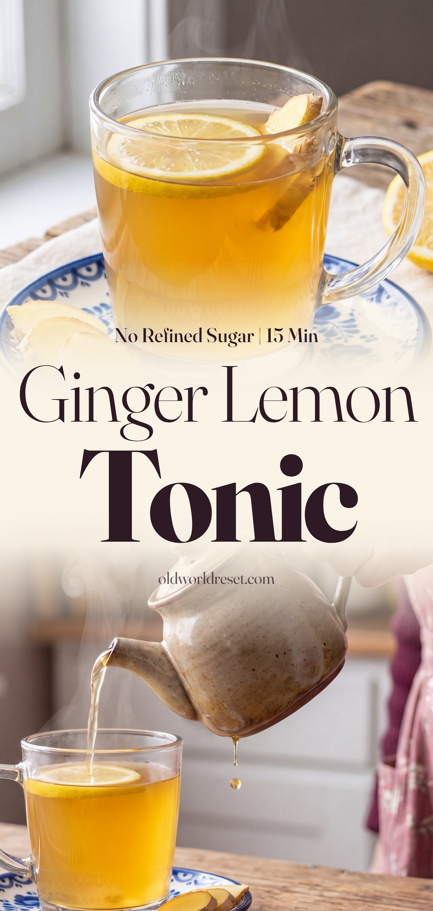 Ginger Lemon Honey Immunity Tonic - pin this recipe