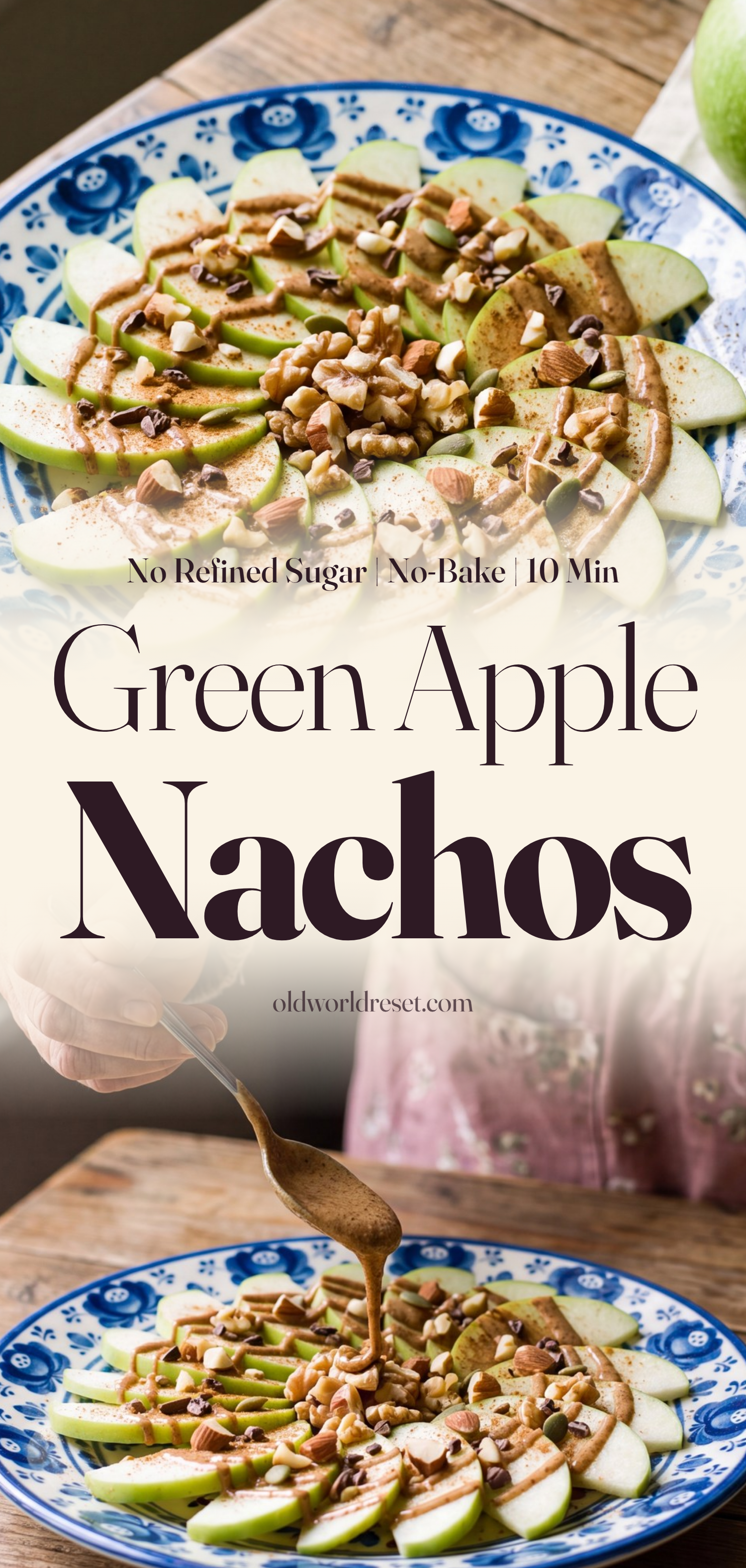 Green Apple & Almond Butter "Nachos" - pin this recipe