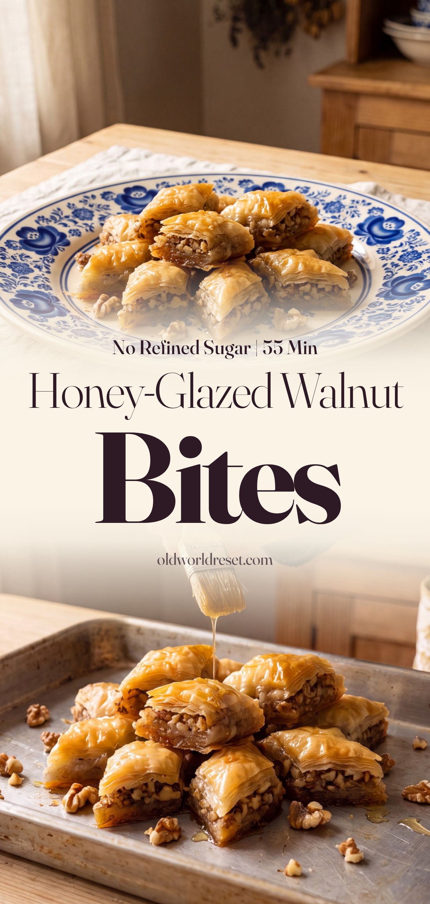 Honey-Glazed Walnut Baklava Bites - pin this recipe