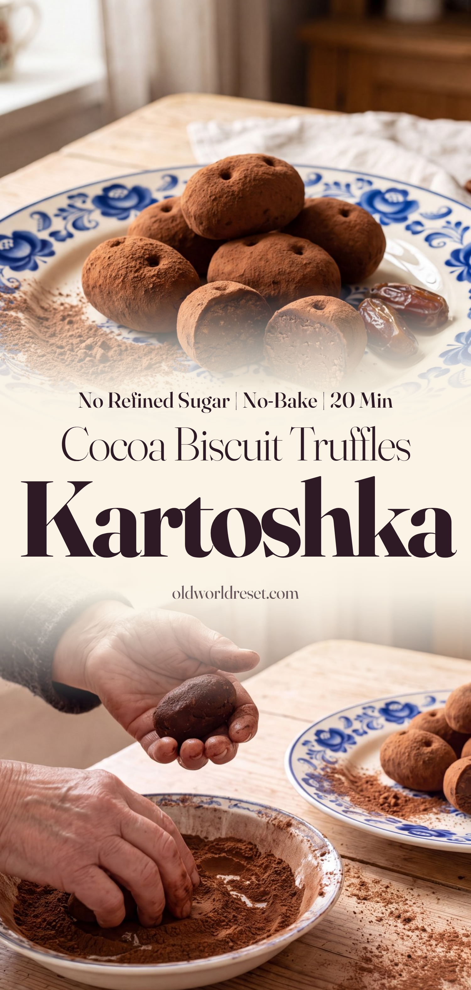 Kartoshka — Cocoa Biscuit "Potato" Truffles - pin this recipe