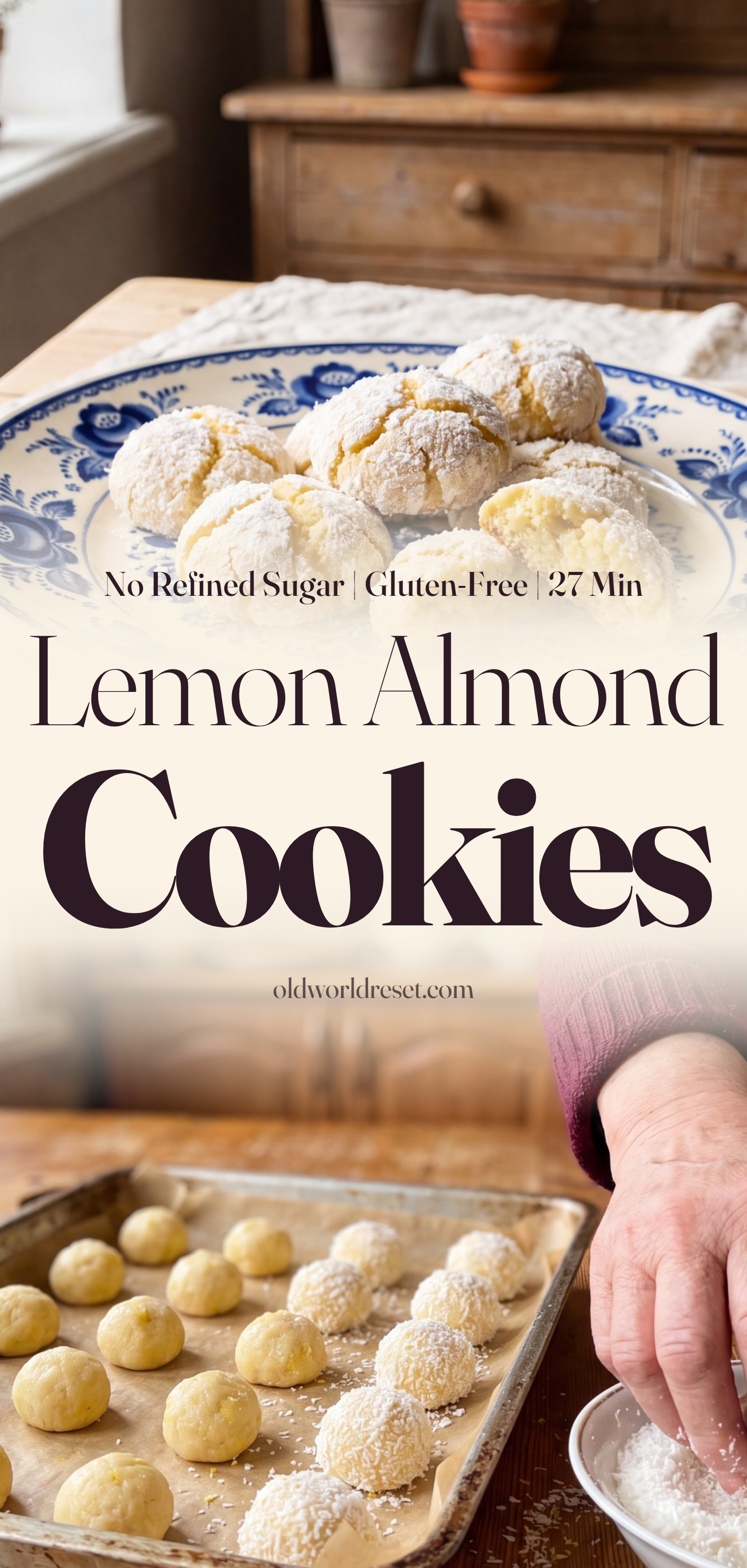 Lemon Almond Crinkle Cookies - pin this recipe