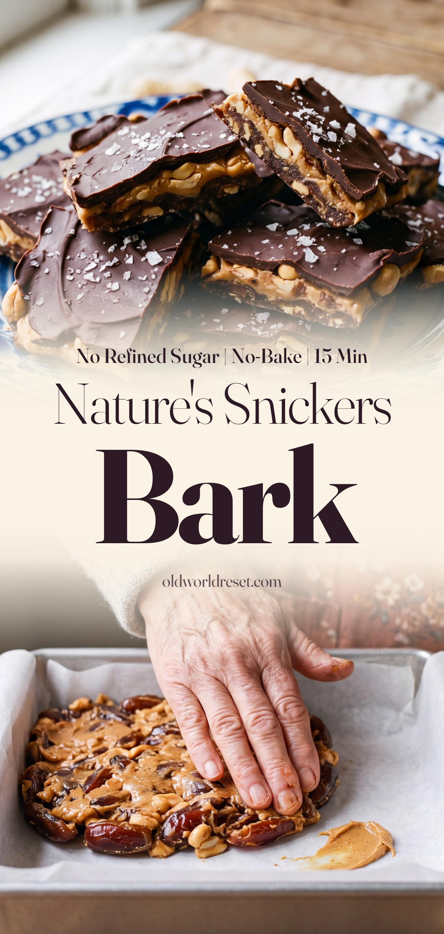 "Nature's Snickers" Date Bark - pin this recipe