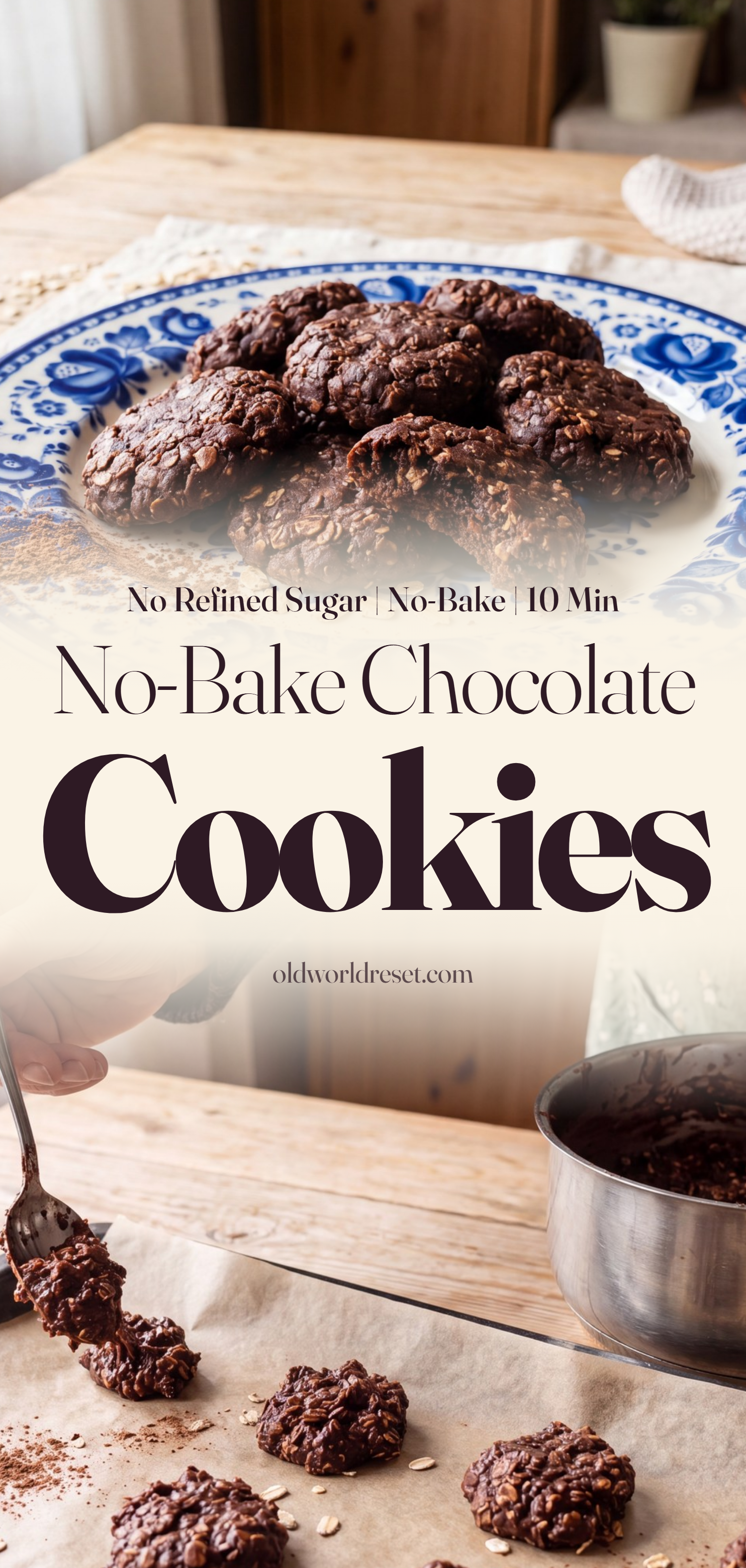 No-Bake Chocolate Oat Cookies - pin this recipe