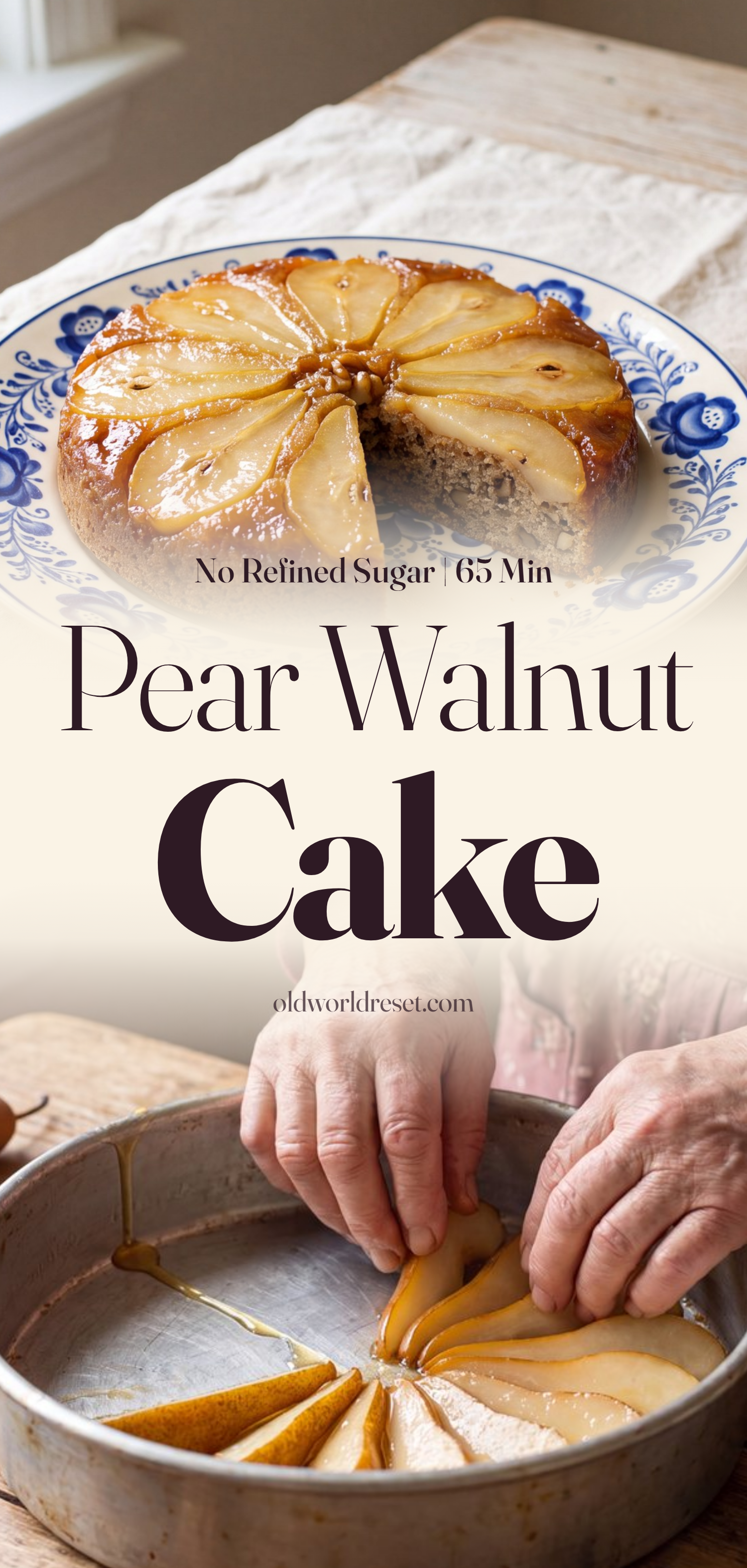 Pear & Walnut Upside-Down Cake - pin this recipe