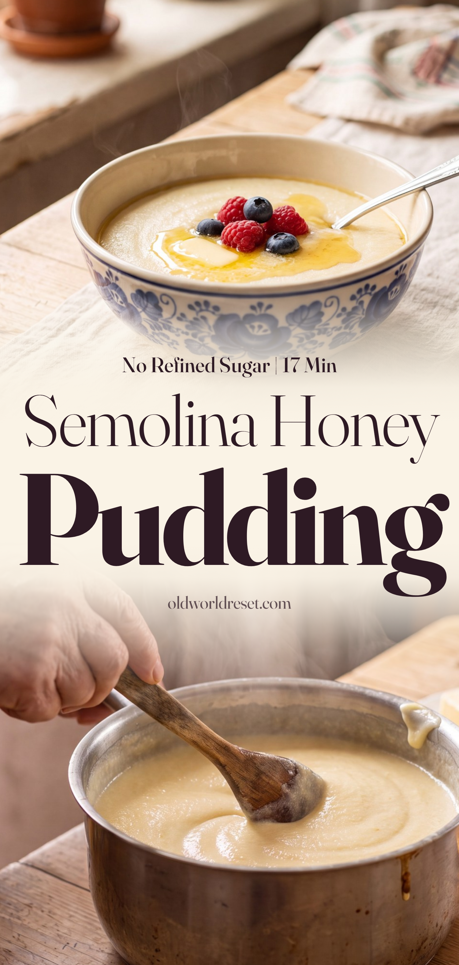 Semolina & Honey Pudding (Manniy-Style) - pin this recipe