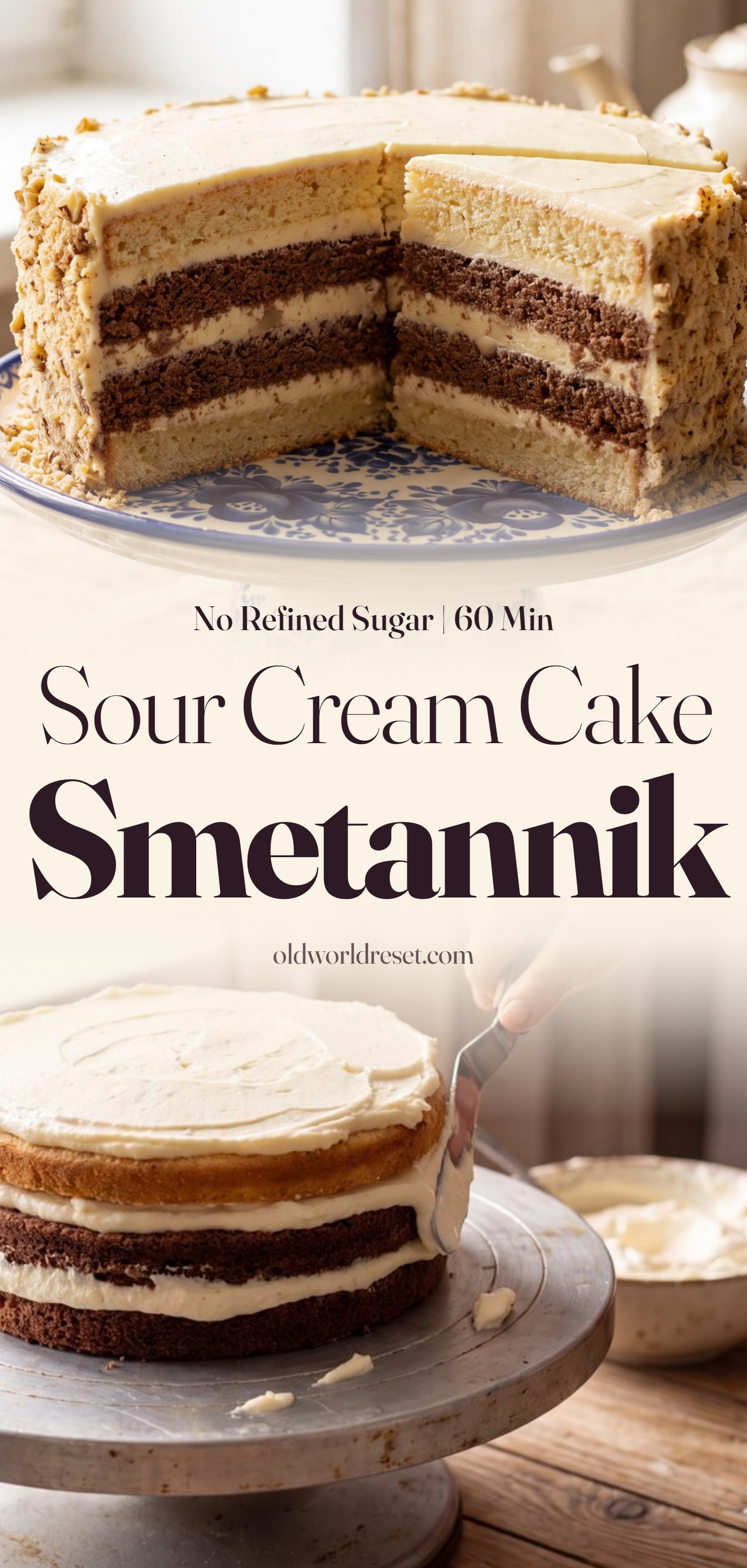 Smetannik — Sour Cream Layer Cake (Honey) - pin this recipe