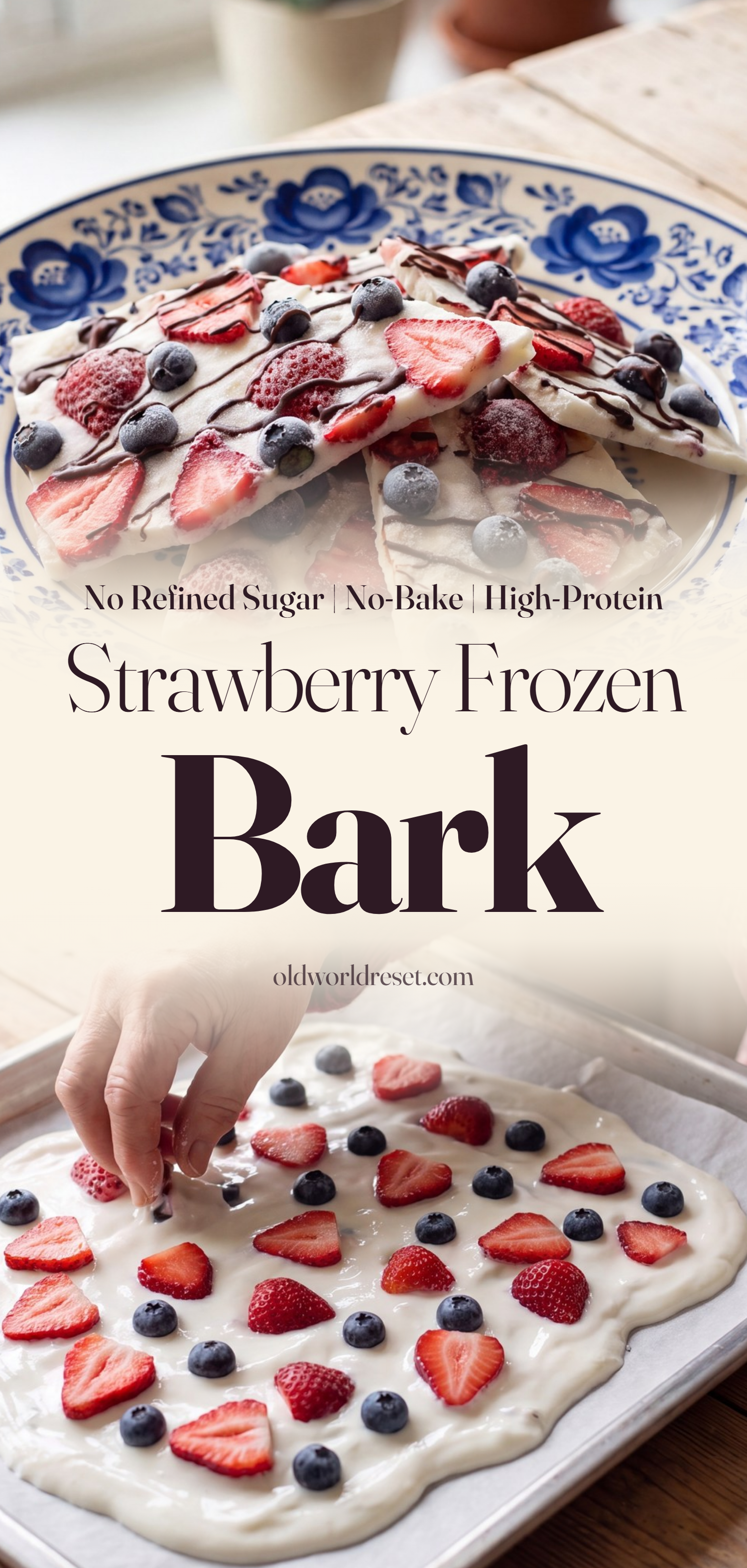 Strawberry Frozen Yogurt Bark - pin this recipe