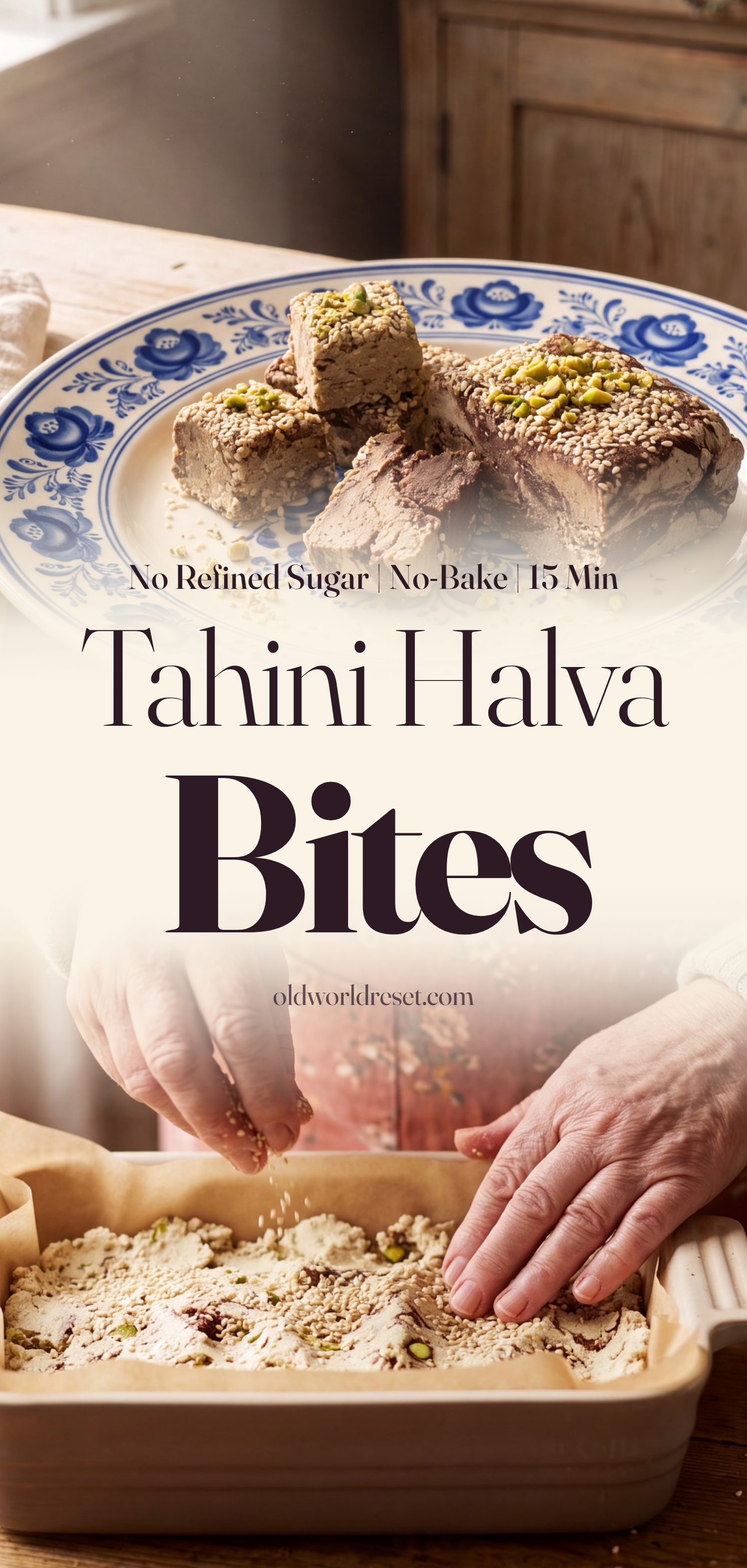 Tahini Halva Bites (Honey) - pin this recipe