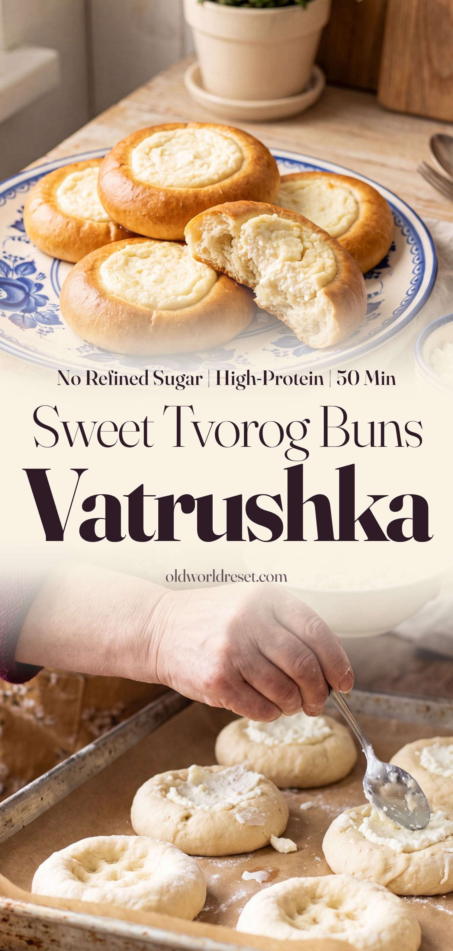 Vatrushka — Sweet Tvorog Cheese Buns - pin this recipe