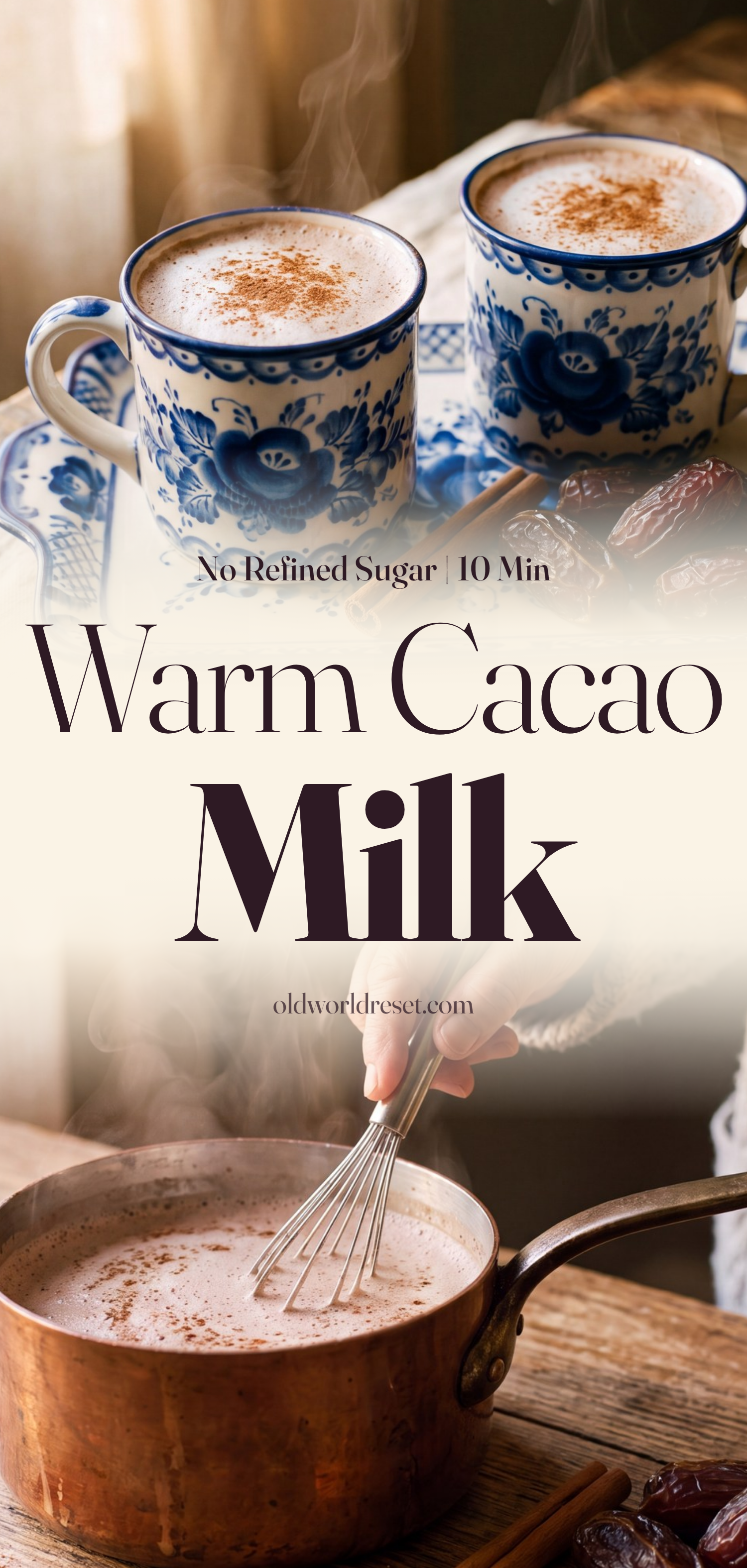 Warm Cacao Date Bedtime Milk - pin this recipe