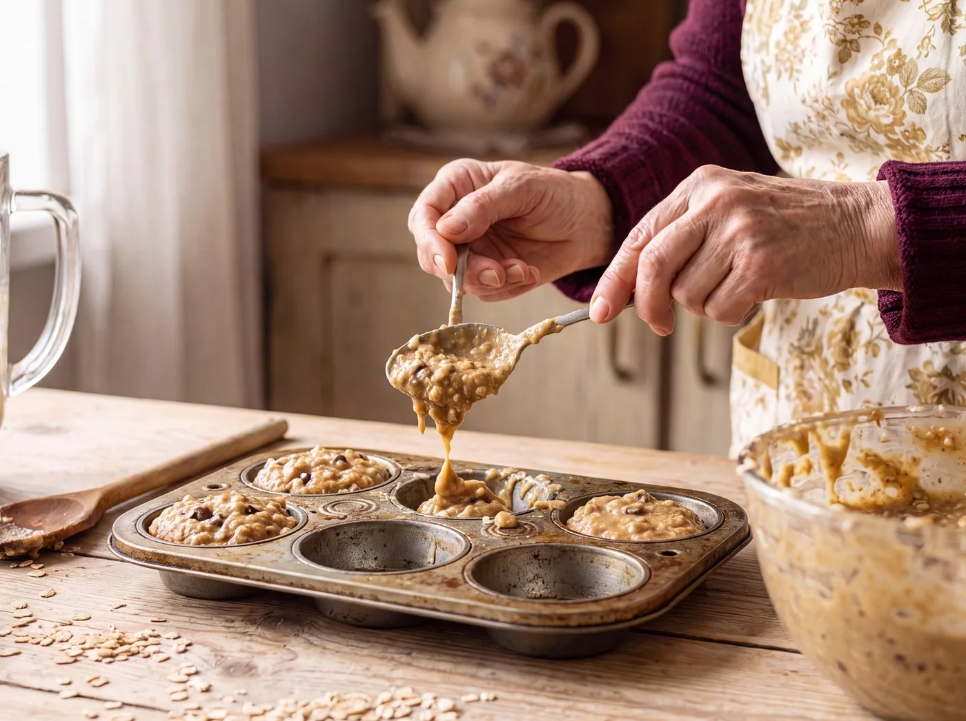 Making Banana Oat Blender Muffins (Flourless)