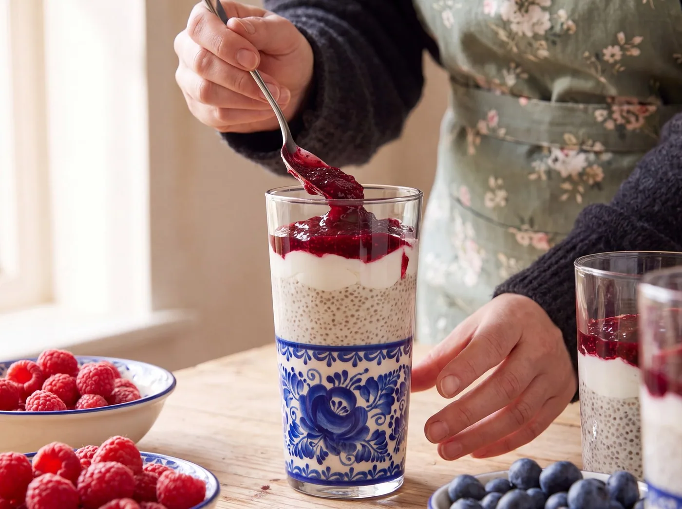 Making Berry Chia Breakfast Parfait
