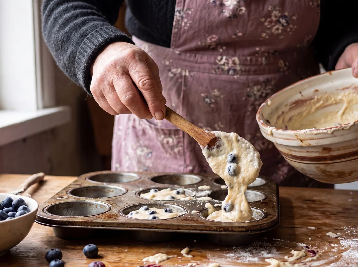 Making Blueberry Almond-Flour Muffins
