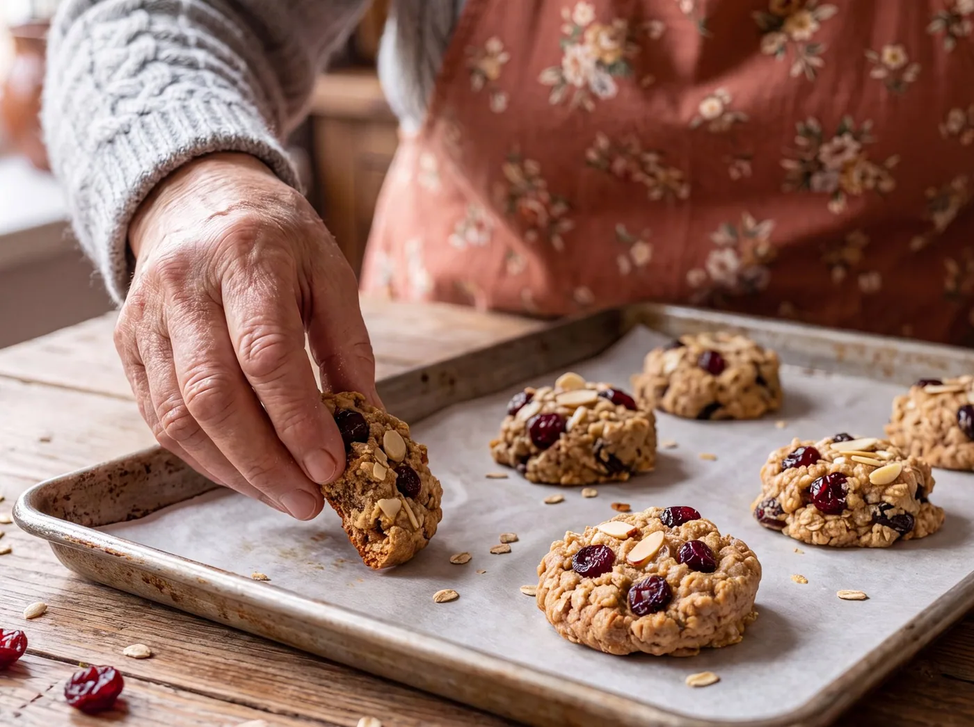 Making Cherry Almond Oatmeal Cookies