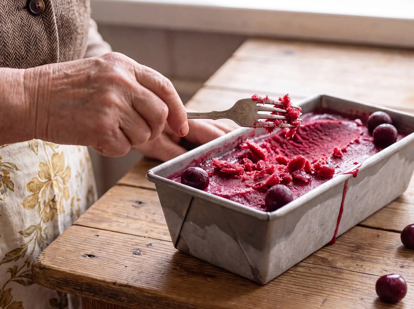 Making Cherry "Vishnya" Sorbet