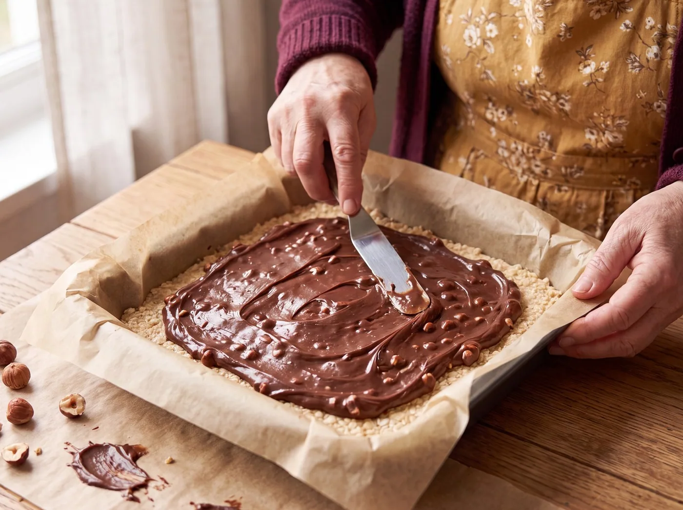 Making Chocolate Hazelnut Fudge Bars (Nutella-Style)