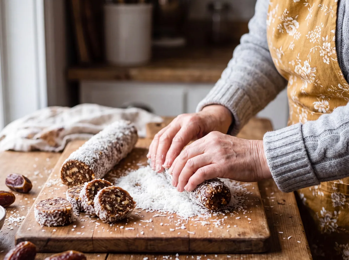 Making Coconut Date Rolls