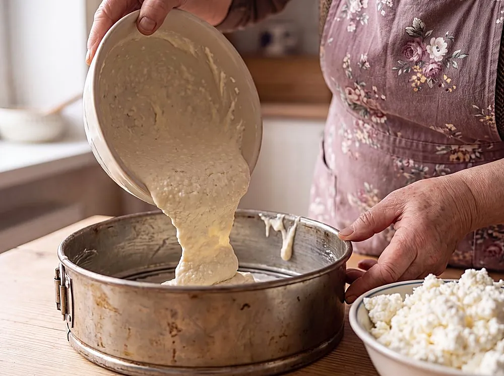 Making Cottage-Cheese "Tvorog" Cheesecake (Baked, Honey)