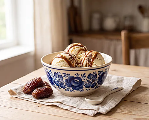 Cottage Cheese "Tvorog" Ice Cream with Date Caramel