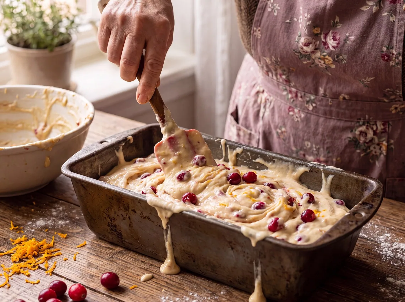Making Cranberry Orange Loaf