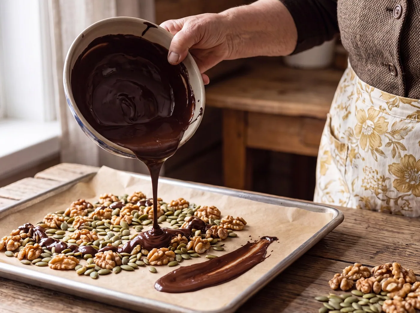 Making Dark Chocolate Walnut Bark (No Added Sweetener)