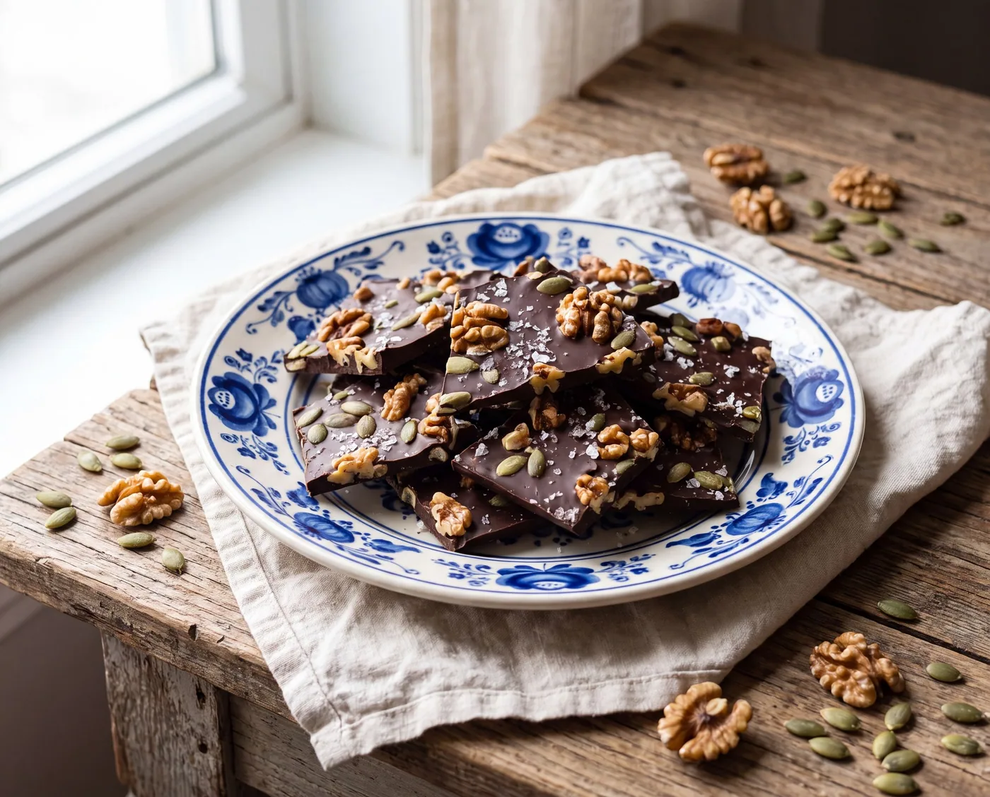 Dark Chocolate Walnut Bark (No Added Sweetener)