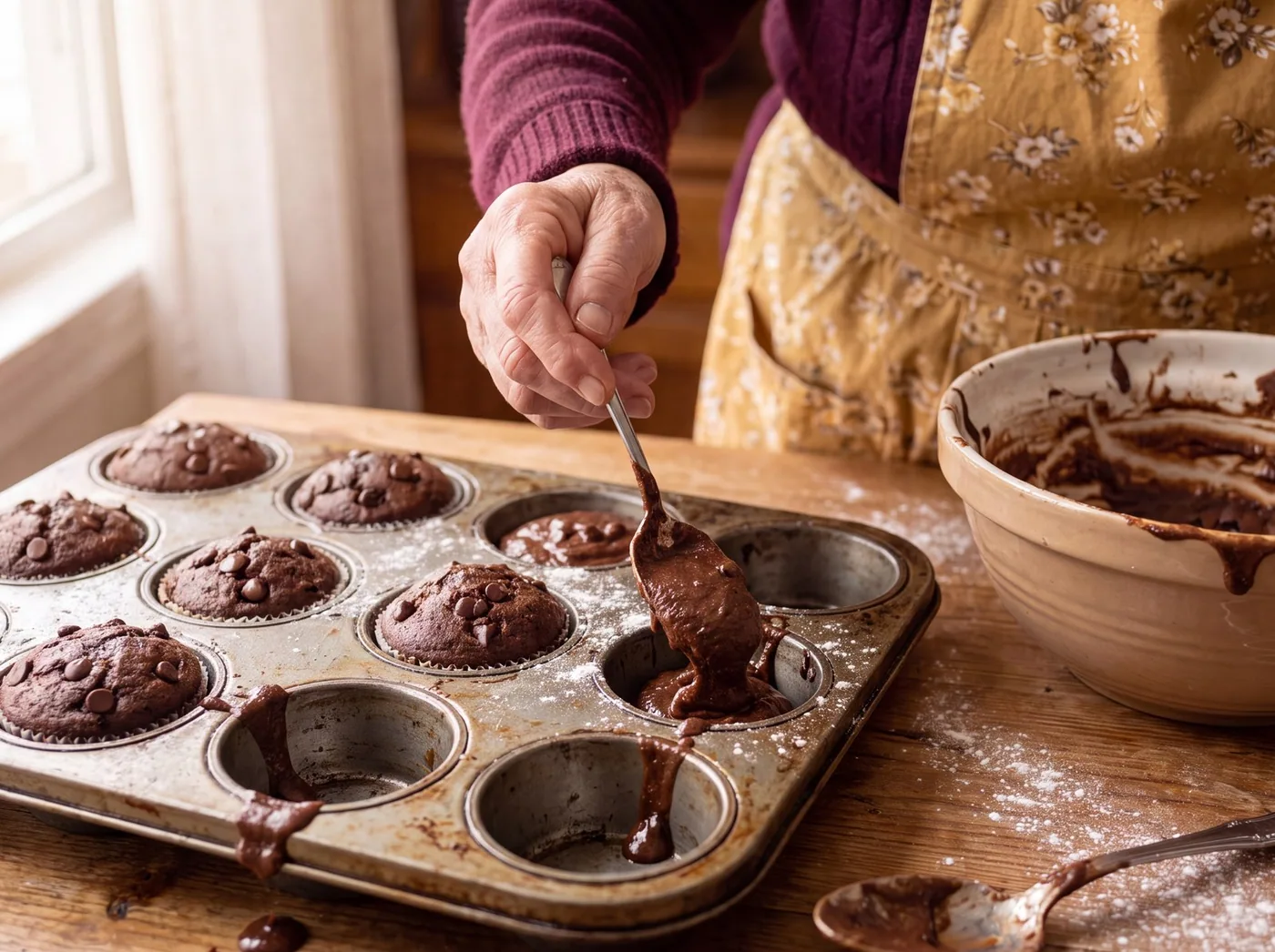 Making Double-Chocolate Banana Muffins