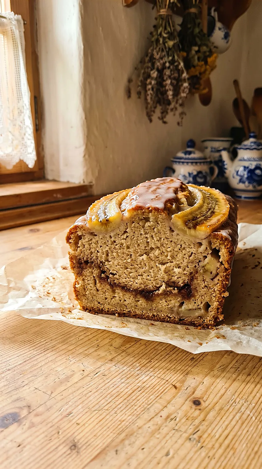 Making Flourless Cinnamon Swirl Banana Bread