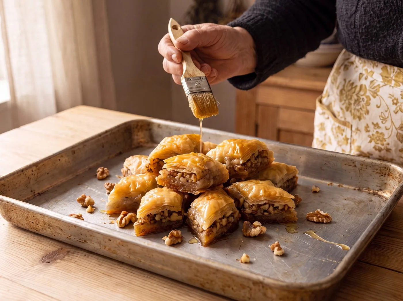 Making Honey-Glazed Walnut Baklava Bites