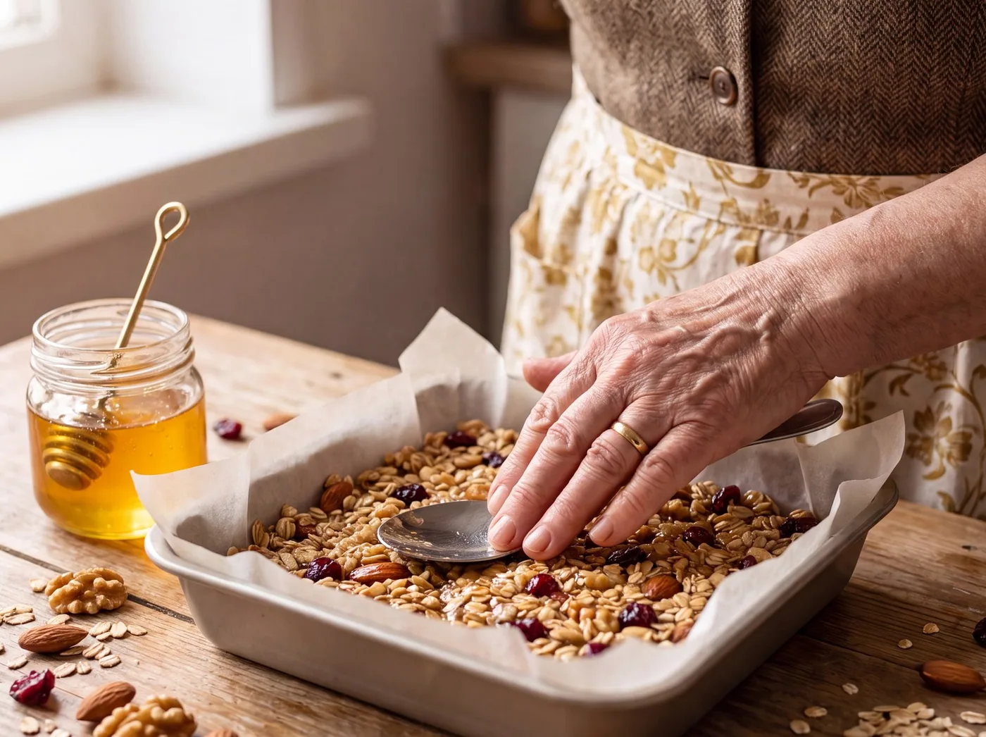 Making Honey Nut Granola Bars