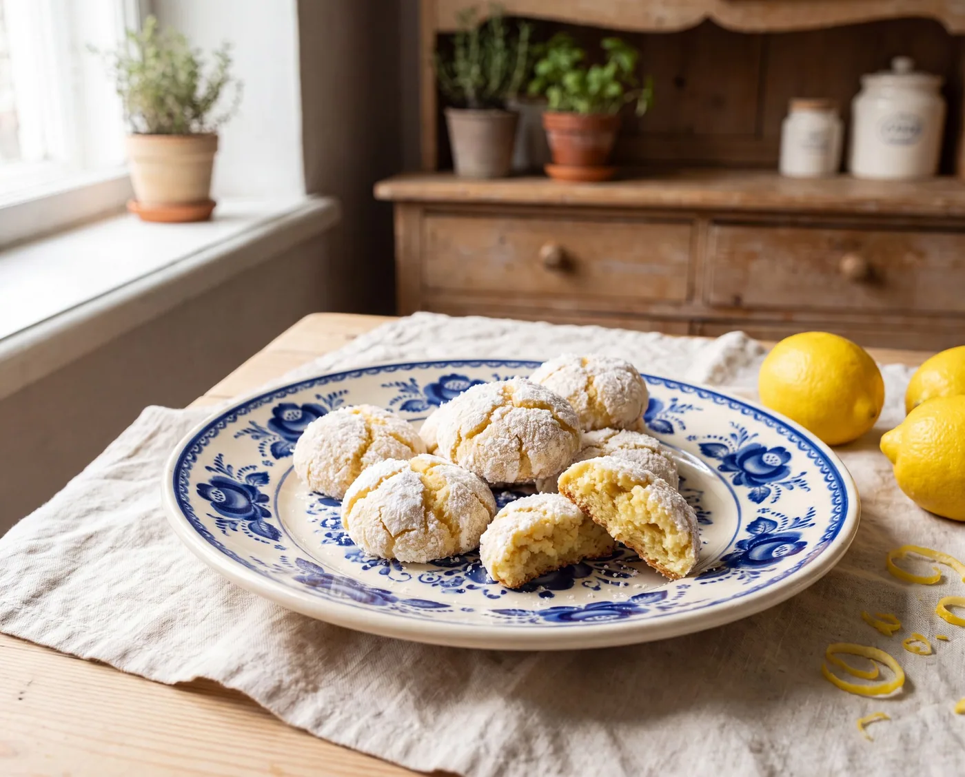 Lemon Almond Crinkle Cookies