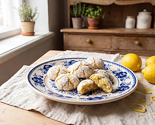 Lemon Almond Crinkle Cookies