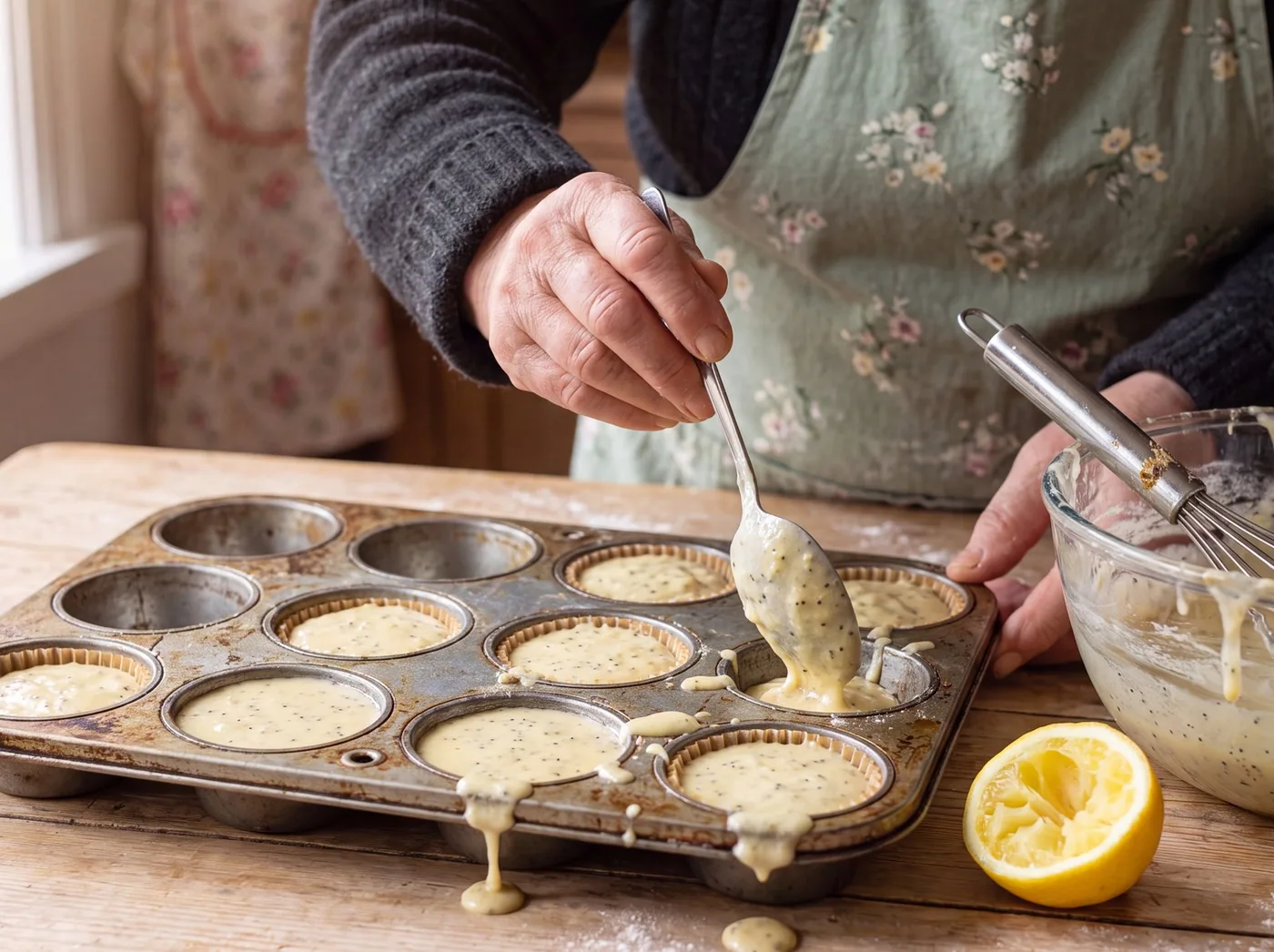 Making Lemon Poppy Seed Muffins