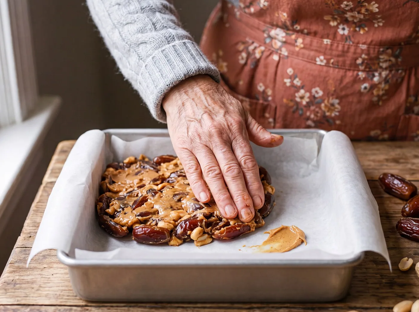 Making "Nature's Snickers" Date Bark