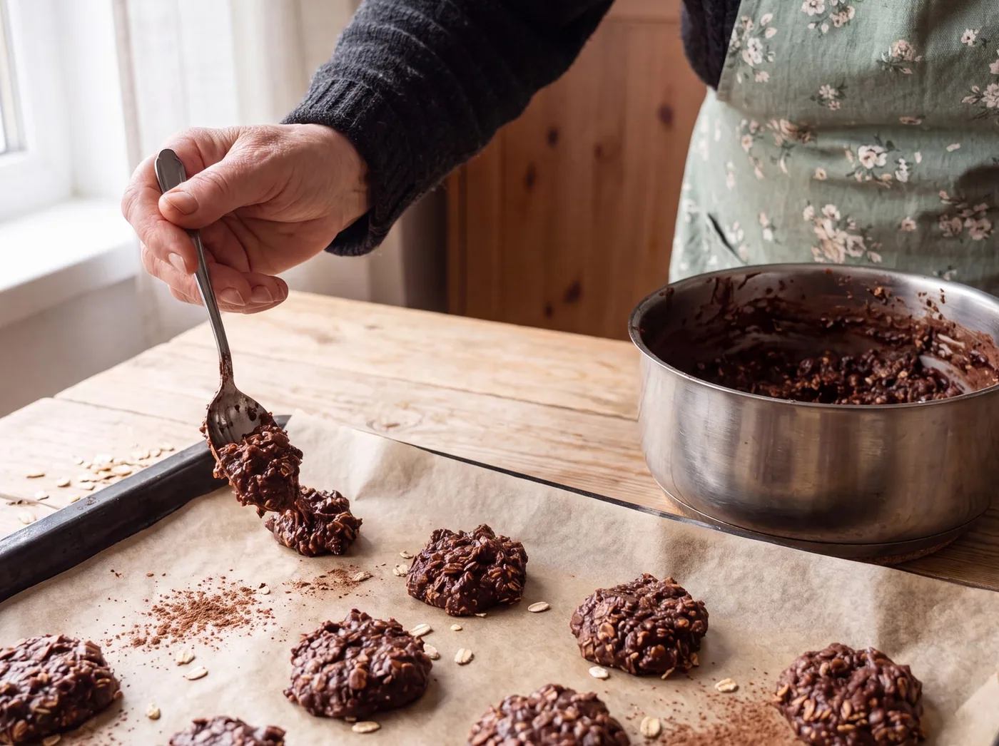 Making No-Bake Chocolate Oat Cookies