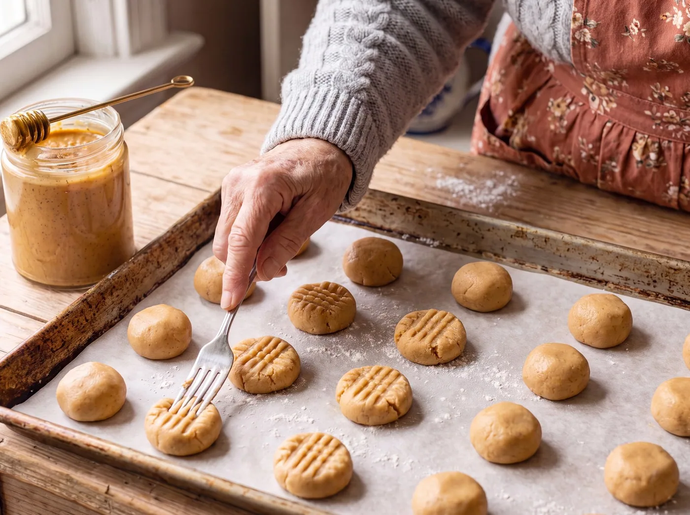 Making Peanut Butter Honey Cookies (Flourless)